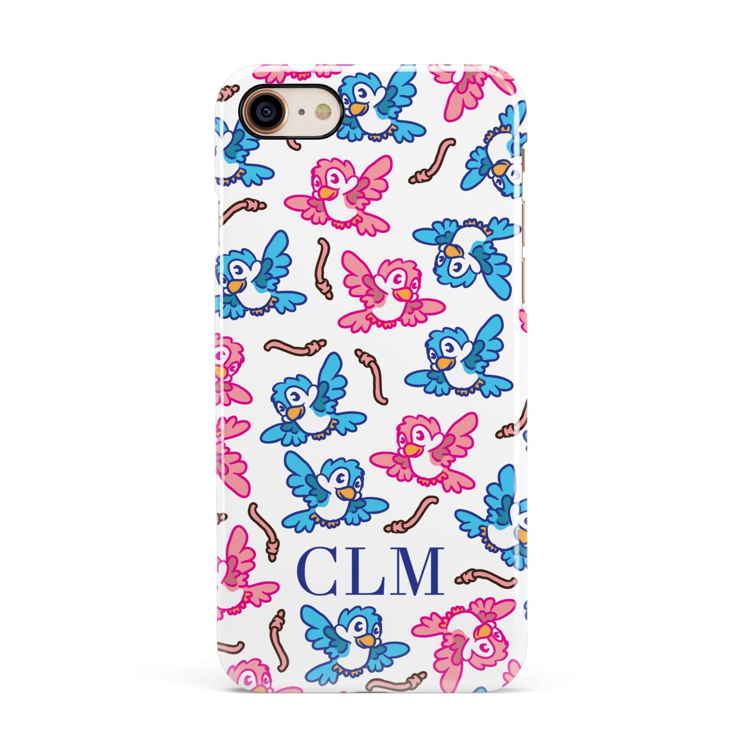 Personalised Birds Initials Clear Apple iPhone 7 8 3D Snap Case