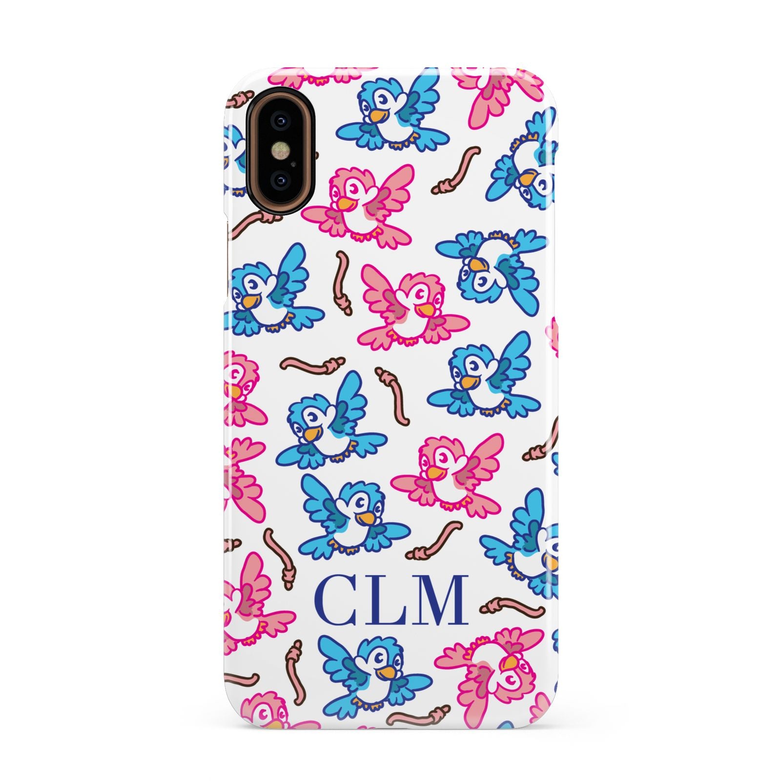 Personalised Birds Initials Clear Apple iPhone XS 3D Snap Case