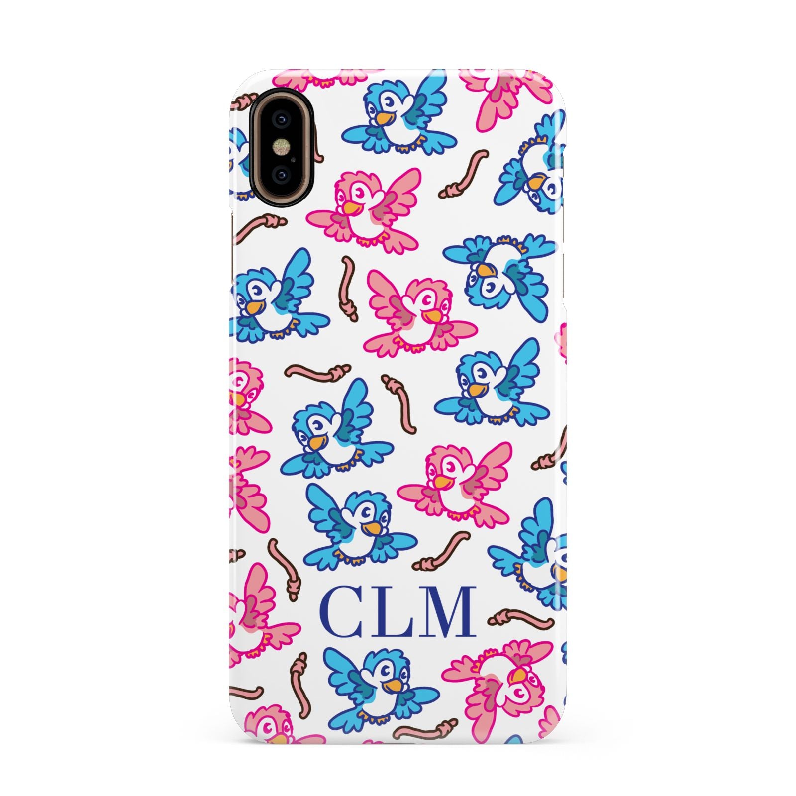 Personalised Birds Initials Clear Apple iPhone Xs Max 3D Snap Case