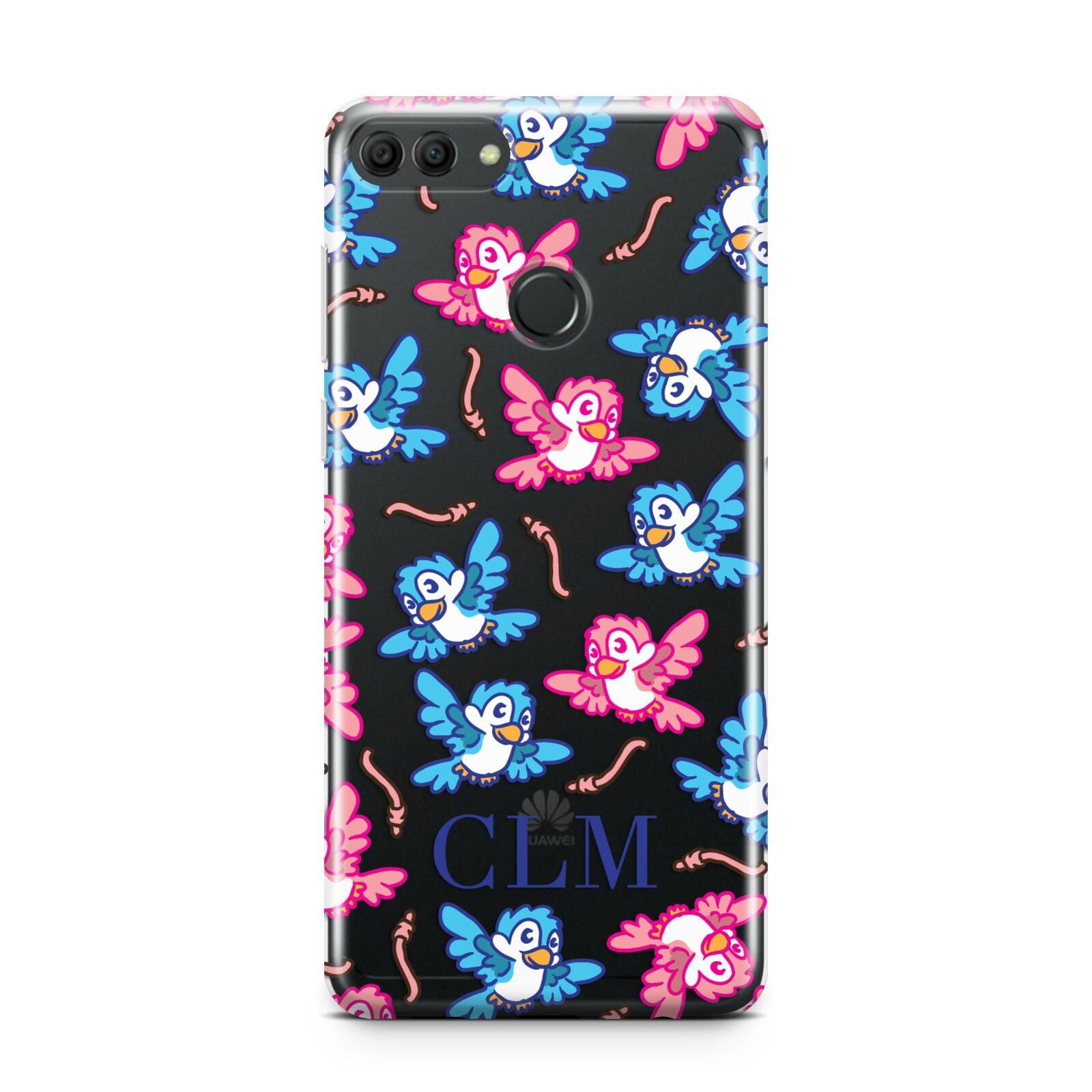 Personalised Birds Initials Clear Huawei Y9 2018