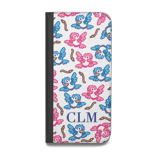 Personalised Birds Initials Clear Vegan Leather Flip Samsung Case