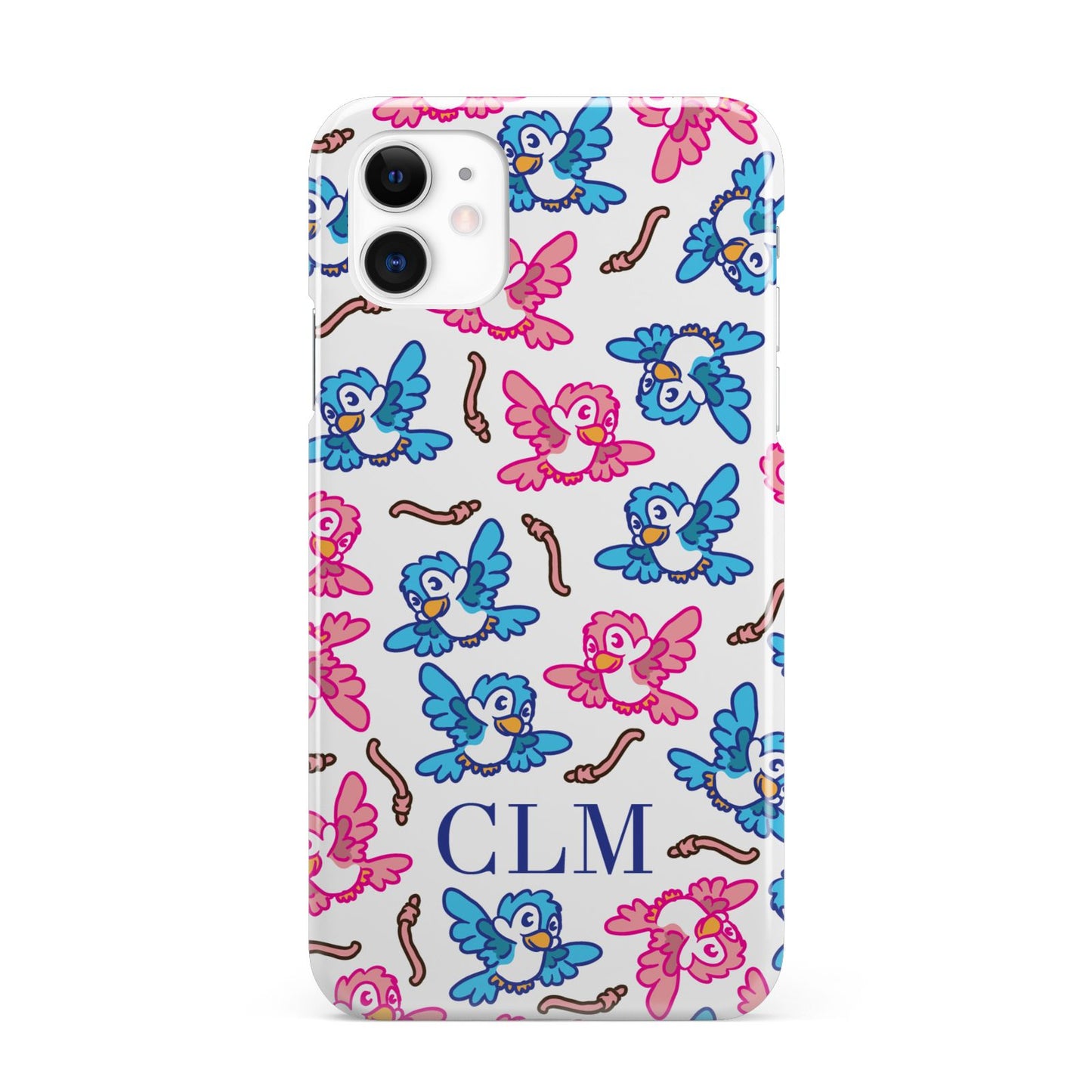 Personalised Birds Initials Clear iPhone 11 3D Snap Case