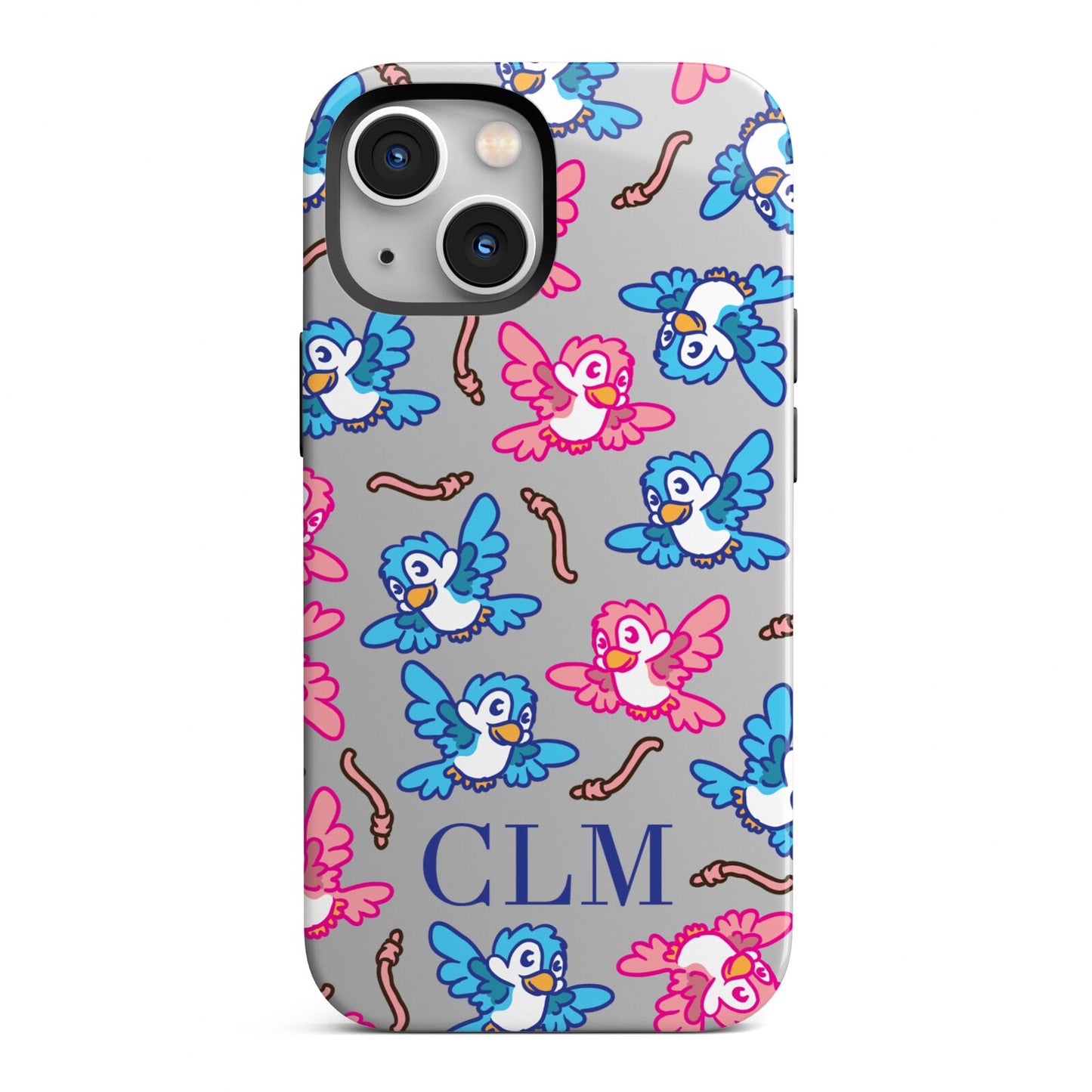 Personalised Birds Initials Clear iPhone 13 Mini Full Wrap 3D Tough Case