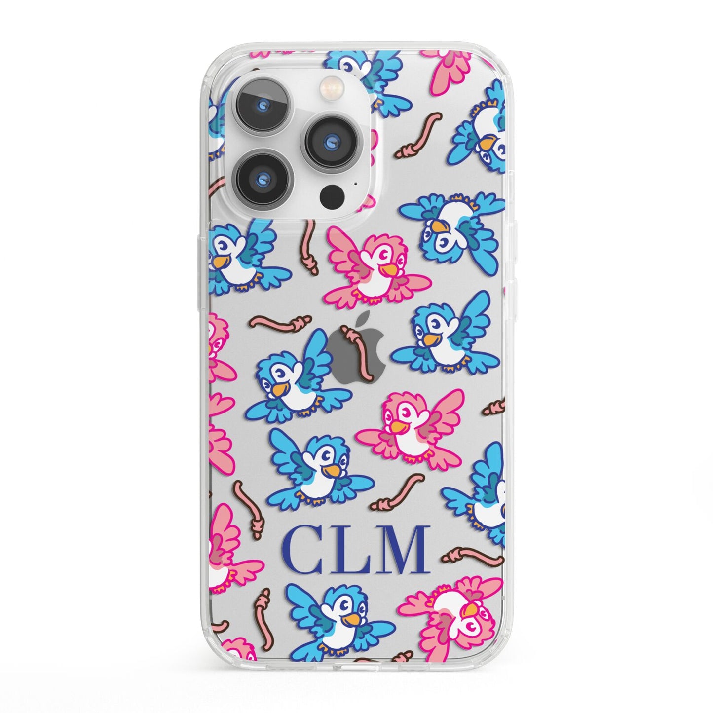 Personalised Birds Initials Clear iPhone 13 Pro Clear Bumper Case