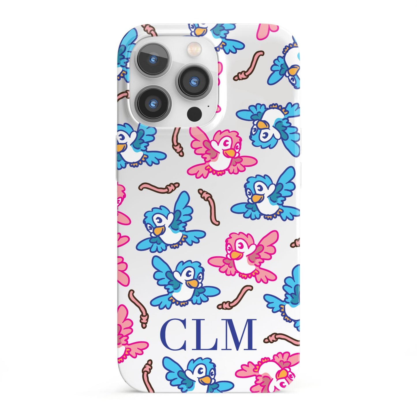 Personalised Birds Initials Clear iPhone 13 Pro Full Wrap 3D Snap Case