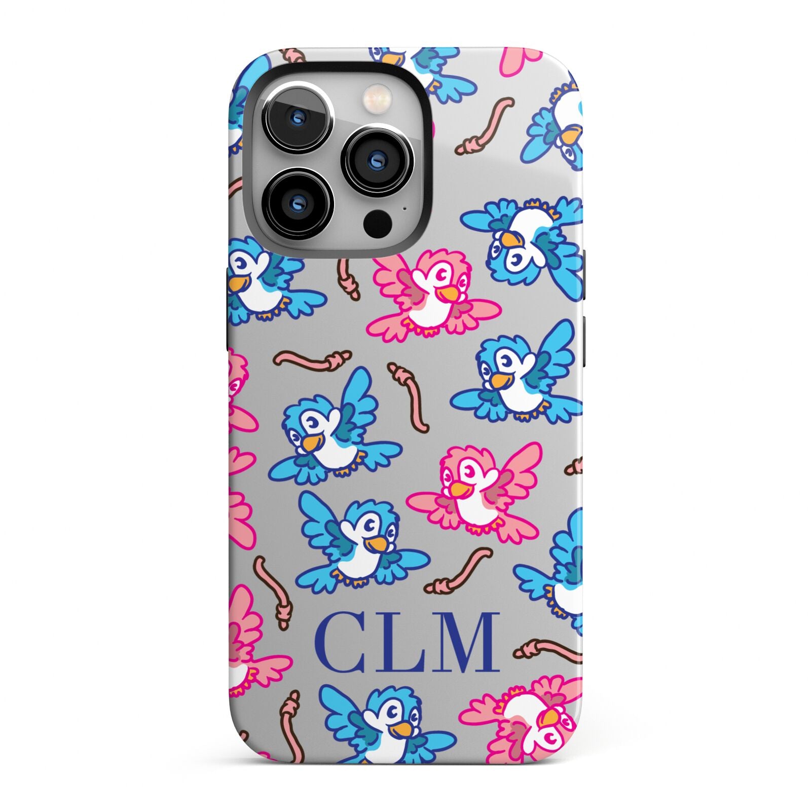 Personalised Birds Initials Clear iPhone 13 Pro Full Wrap 3D Tough Case