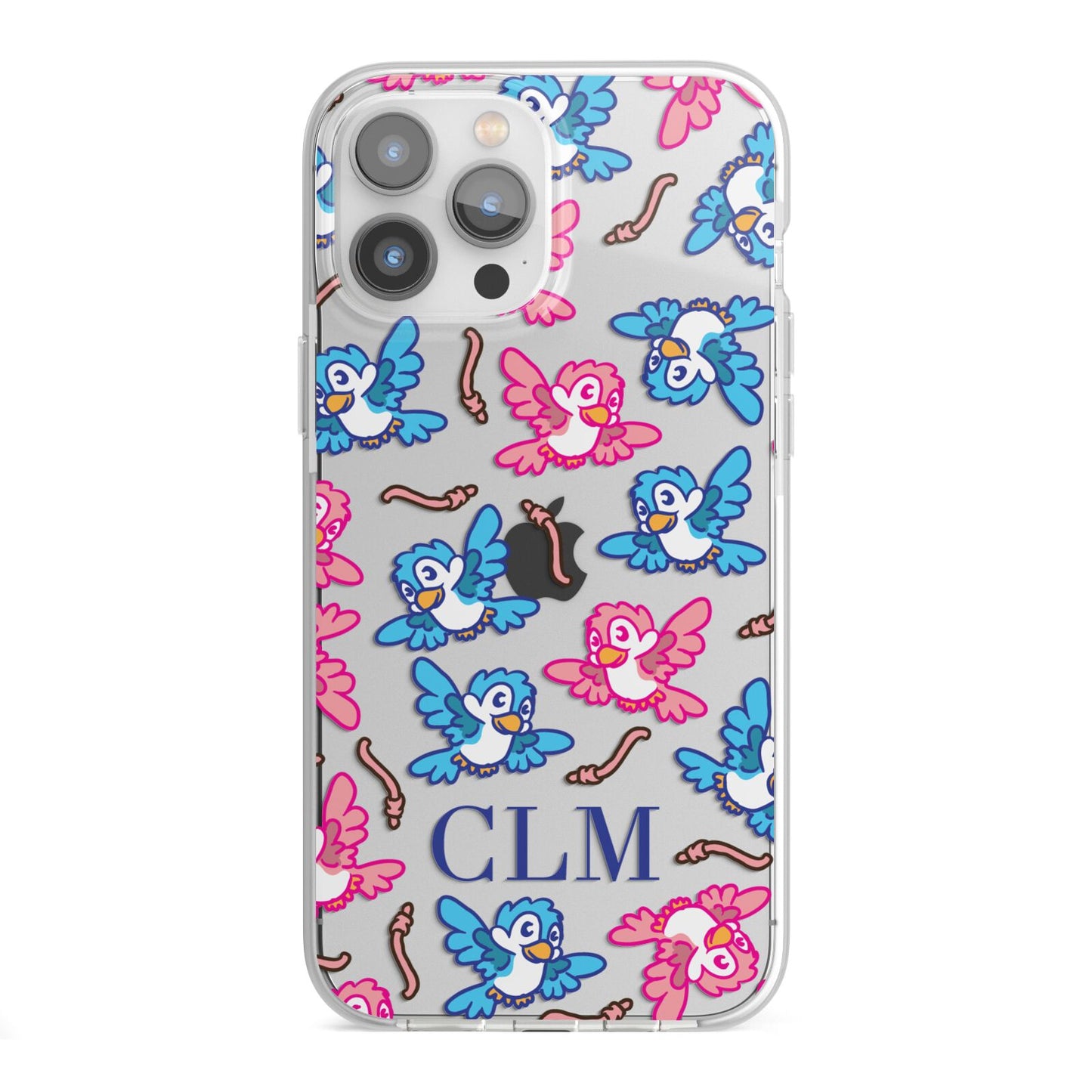 Personalised Birds Initials Clear iPhone 13 Pro Max TPU Impact Case with White Edges