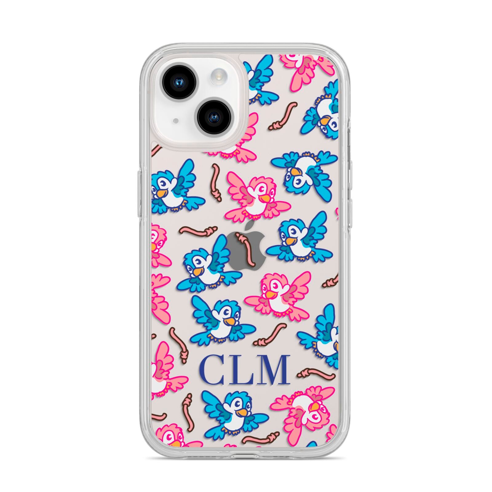 Personalised Birds Initials Clear iPhone 14 Clear Tough Case Starlight