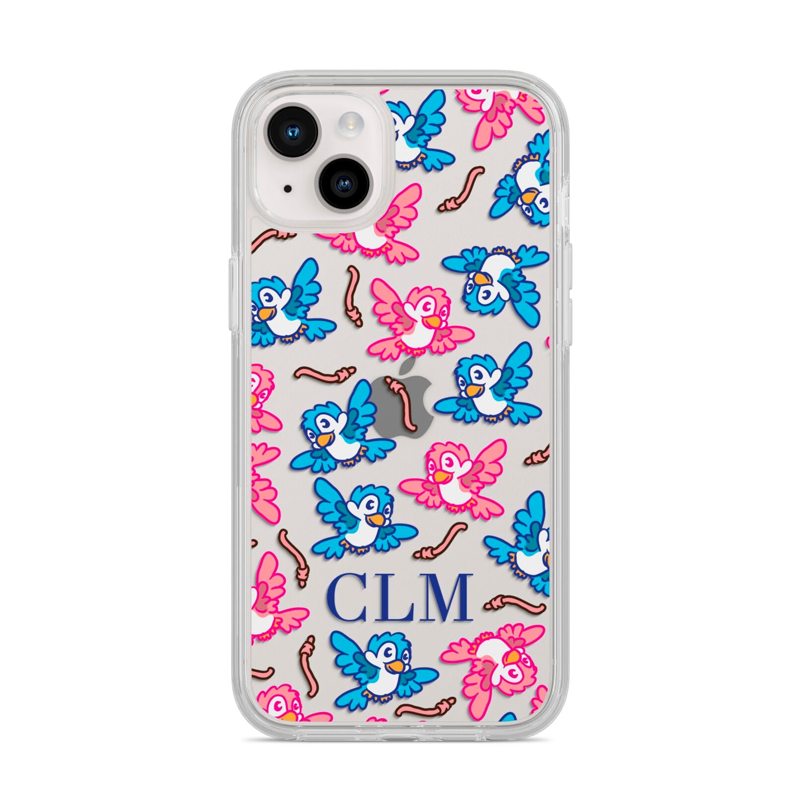 Personalised Birds Initials Clear iPhone 14 Plus Clear Tough Case Starlight