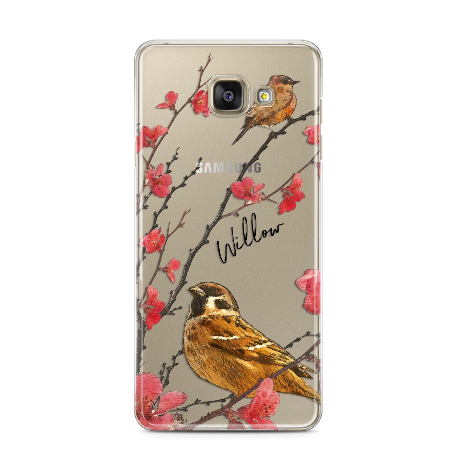 Personalised Birds Samsung Galaxy A3 2016 Case on gold phone