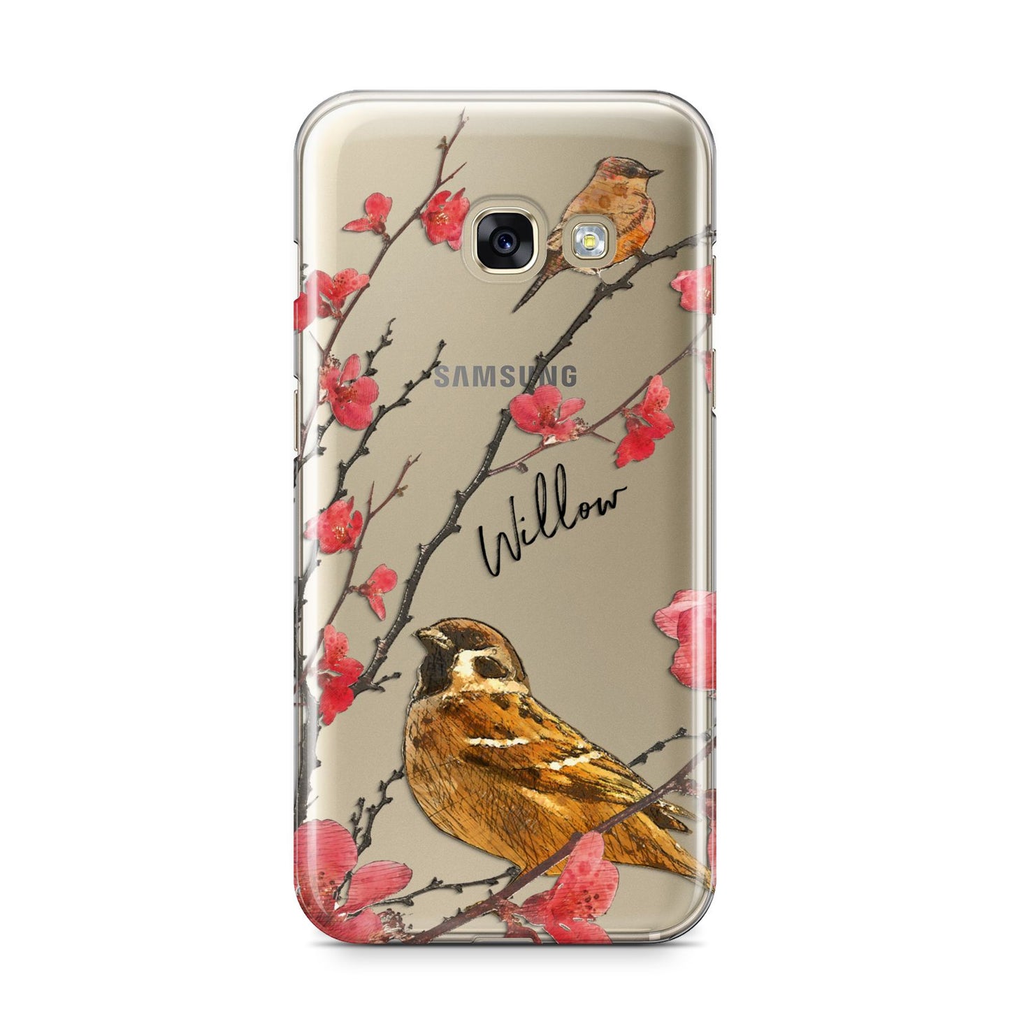 Personalised Birds Samsung Galaxy A3 2017 Case on gold phone