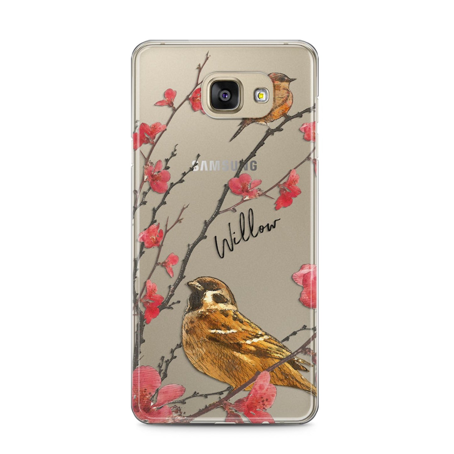 Personalised Birds Samsung Galaxy A5 2016 Case on gold phone