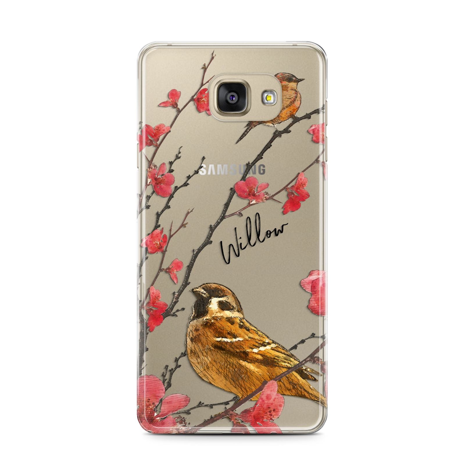 Personalised Birds Samsung Galaxy A7 2016 Case on gold phone