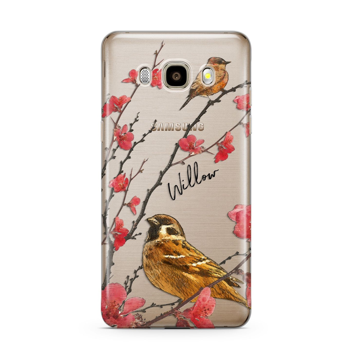 Personalised Birds Samsung Galaxy J7 2016 Case on gold phone