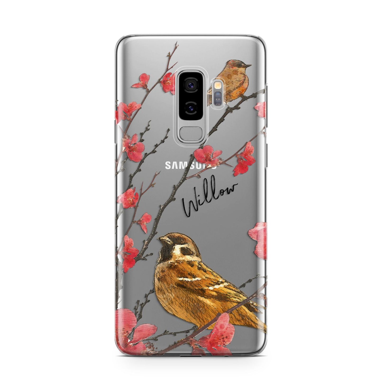 Personalised Birds Samsung Galaxy S9 Plus Case on Silver phone