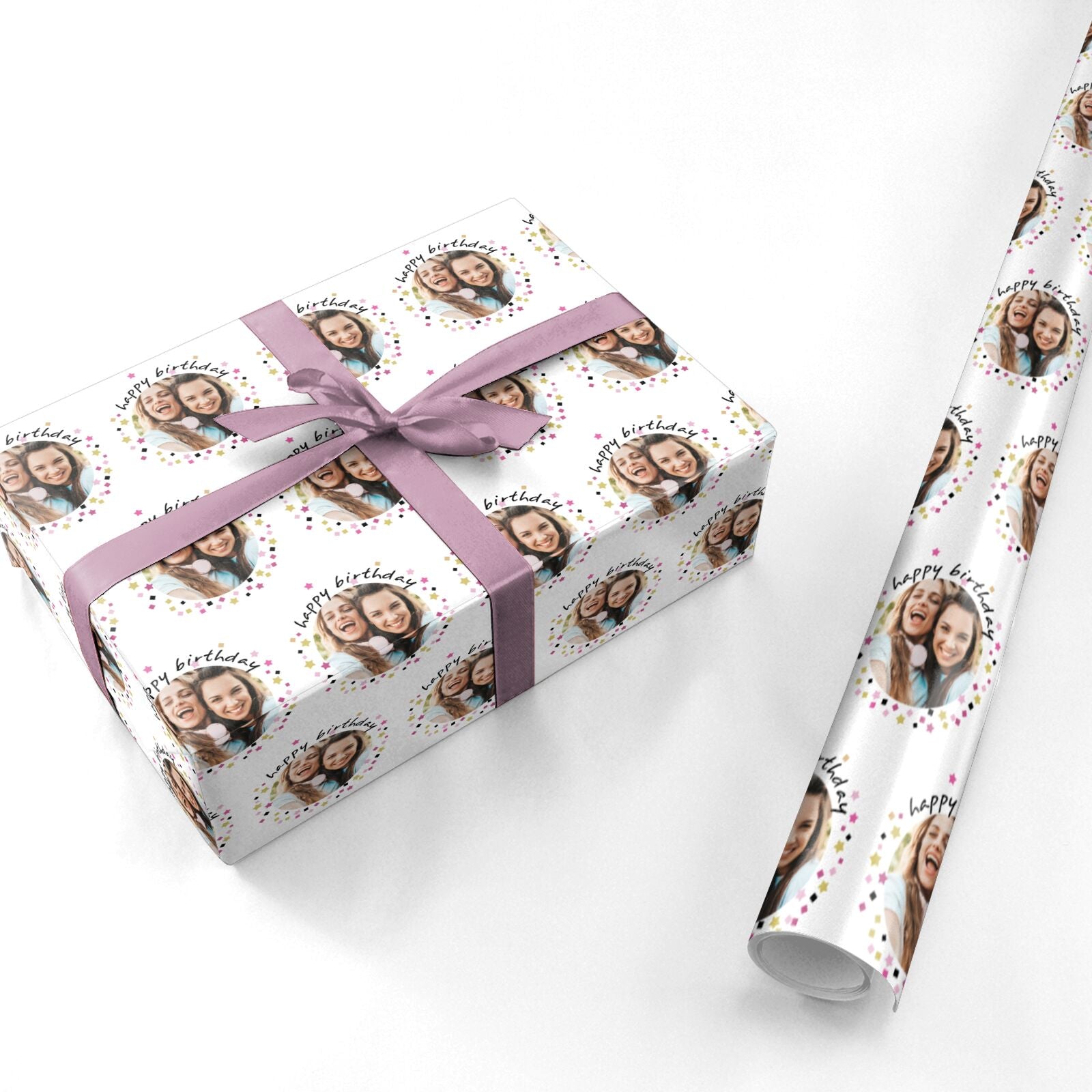 Personalised Birthday Confetti Photo Personalised Wrapping Paper