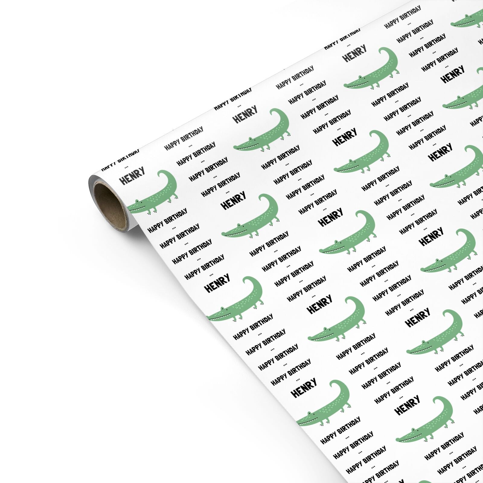 Personalised Birthday Crocodile Design with Name Personalised Gift Wrap