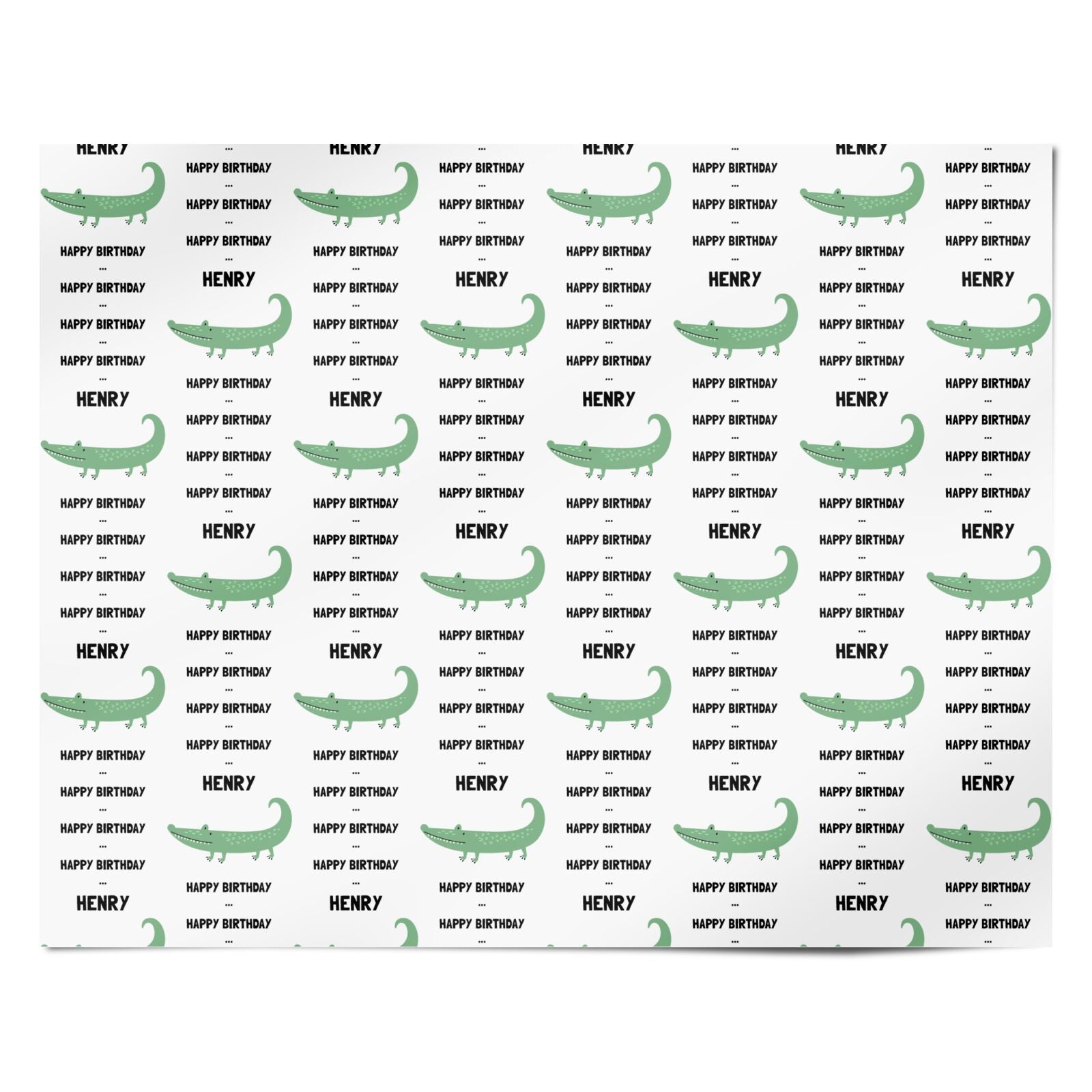 Personalised Birthday Crocodile Design with Name Personalised Wrapping Paper Alternative