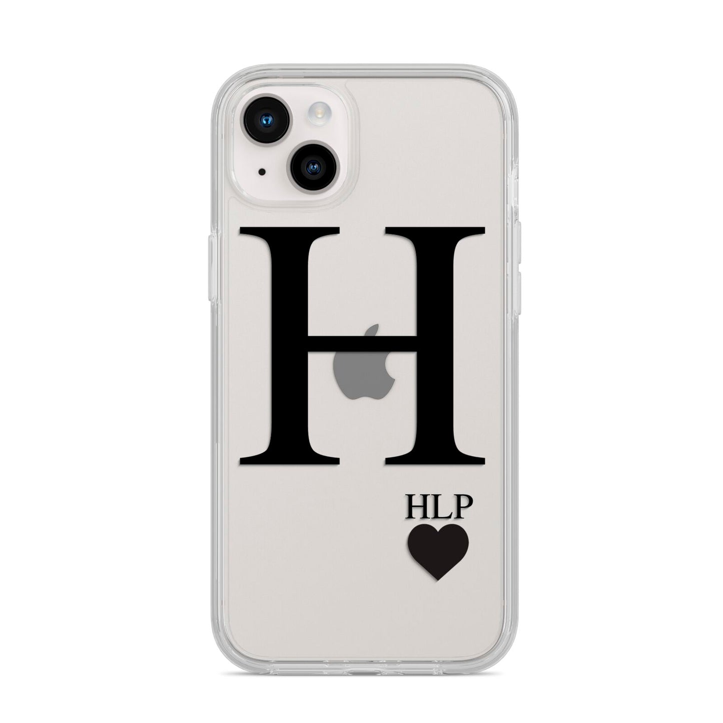 Personalised Black Big Initial 3 Small Clear iPhone 14 Plus Clear Tough Case Starlight