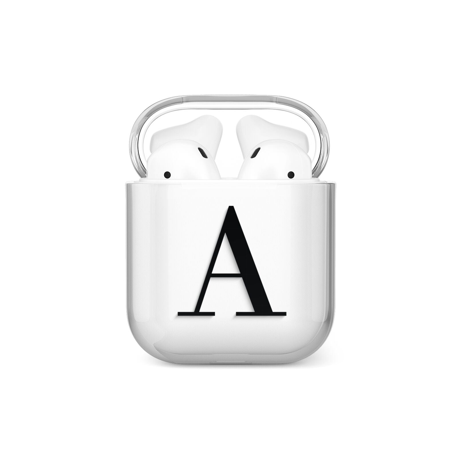 Personalised Black Big Initial Clear Custom AirPods Case