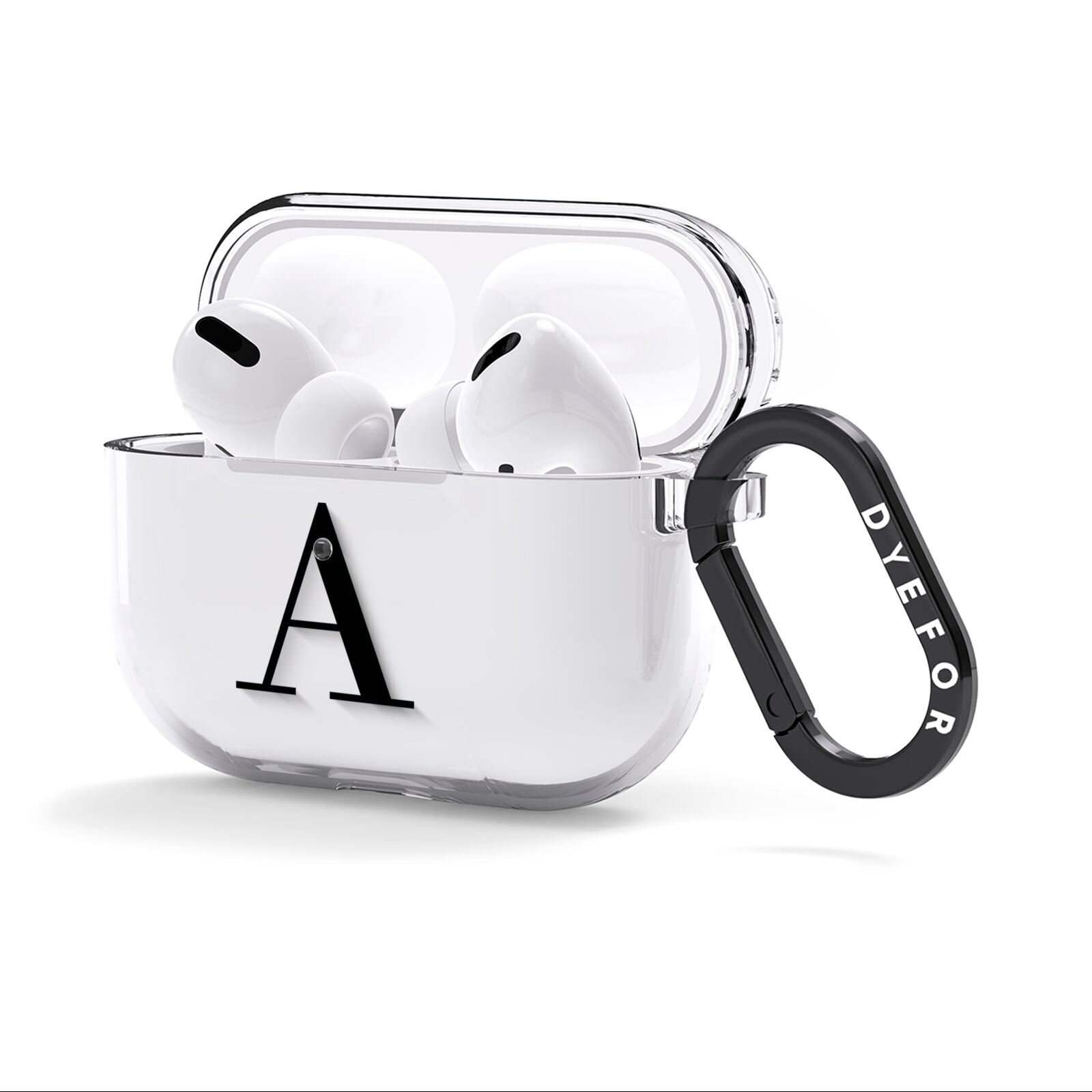 Personalised Black Big Initial Clear Custom AirPods Clear Case 3rd Gen Side Image