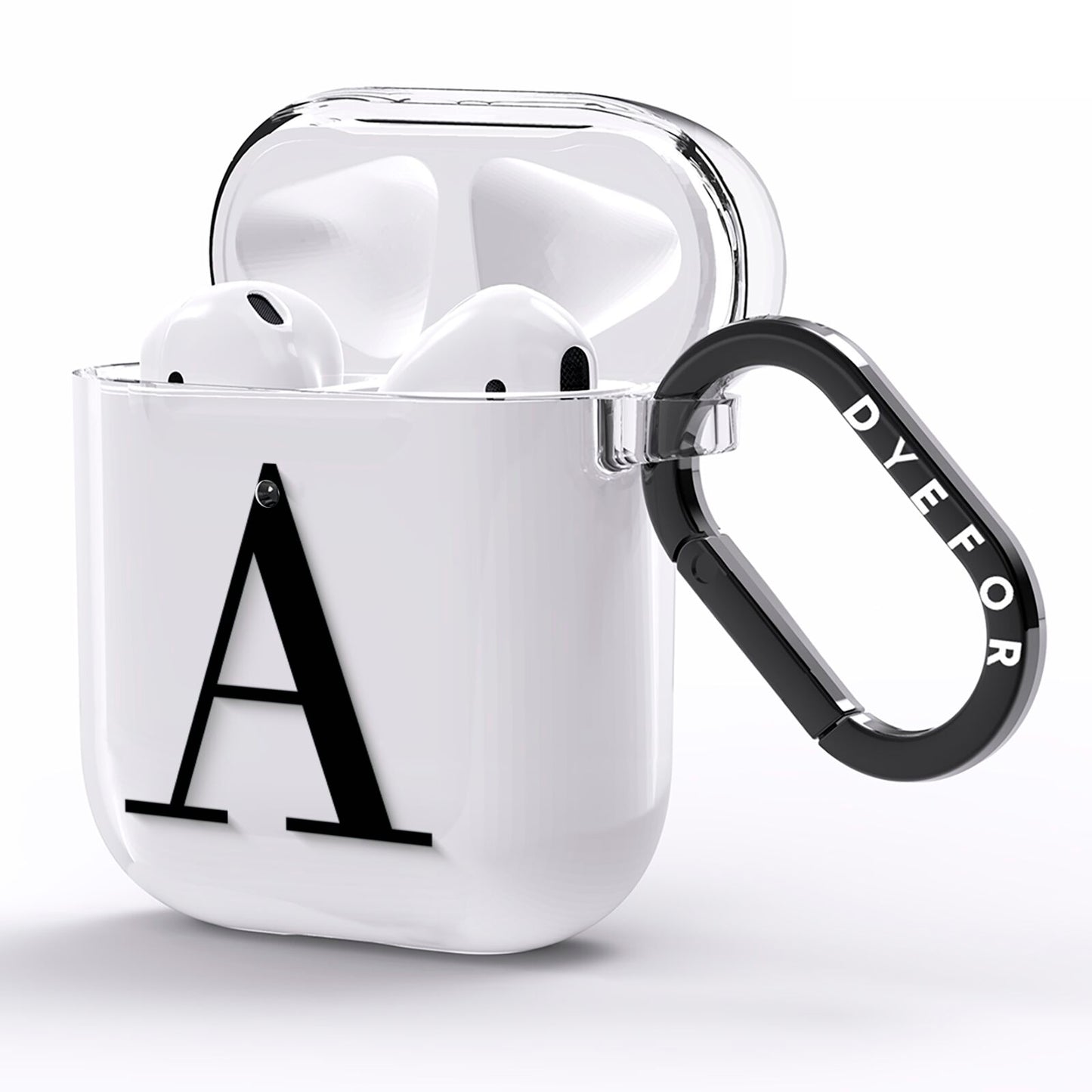 Personalised Black Big Initial Clear Custom AirPods Clear Case Side Image