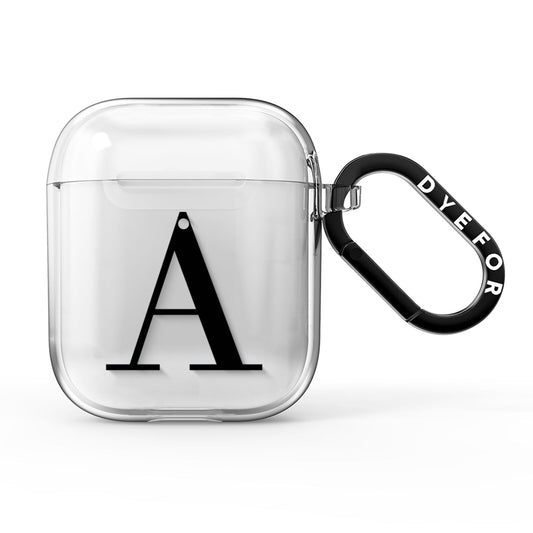 Personalised Black Big Initial Clear Custom AirPods Clear Case