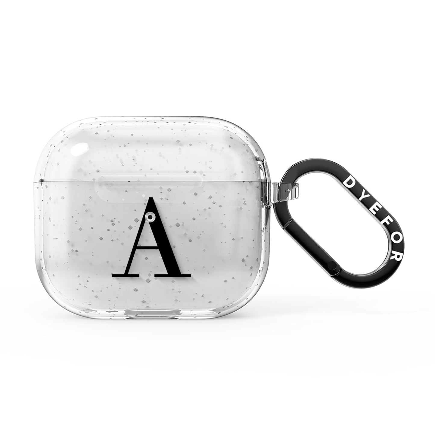 Personalised Black Big Initial Clear Custom AirPods Glitter Case 3rd Gen