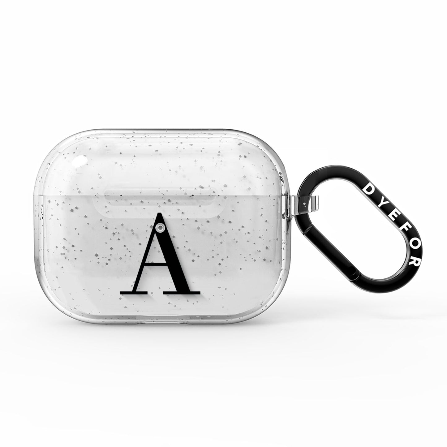 Personalised Black Big Initial Clear Custom AirPods Pro Glitter Case