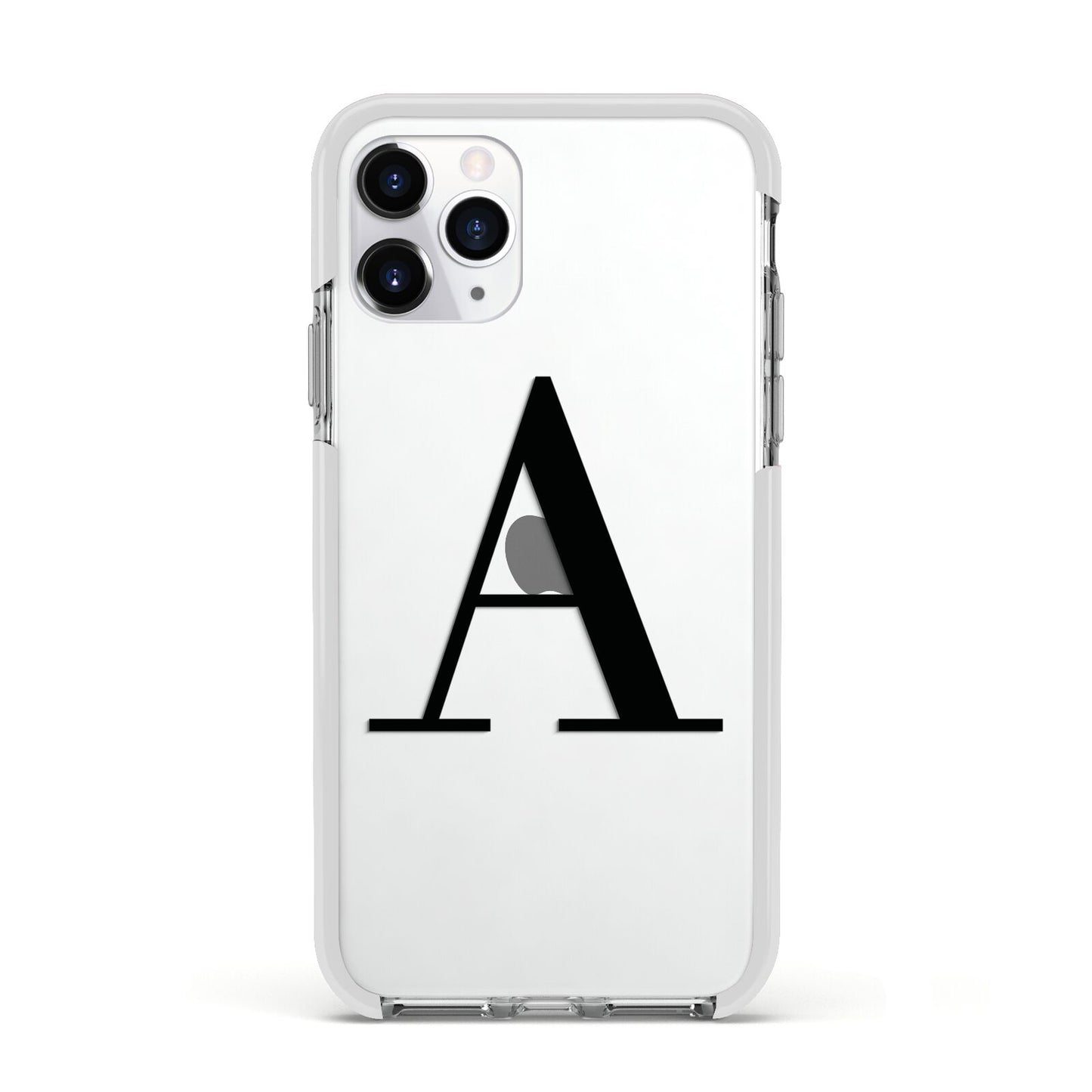 Personalised Black Big Initial Clear Custom Apple iPhone 11 Pro in Silver with White Impact Case