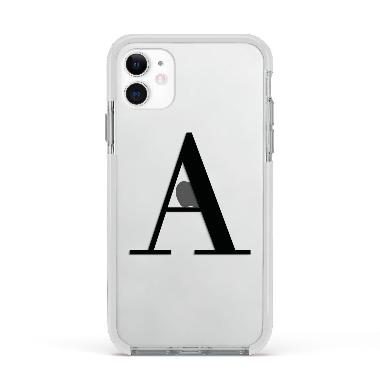 Personalised Black Big Initial Clear Custom Apple iPhone 11 in White with White Impact Case