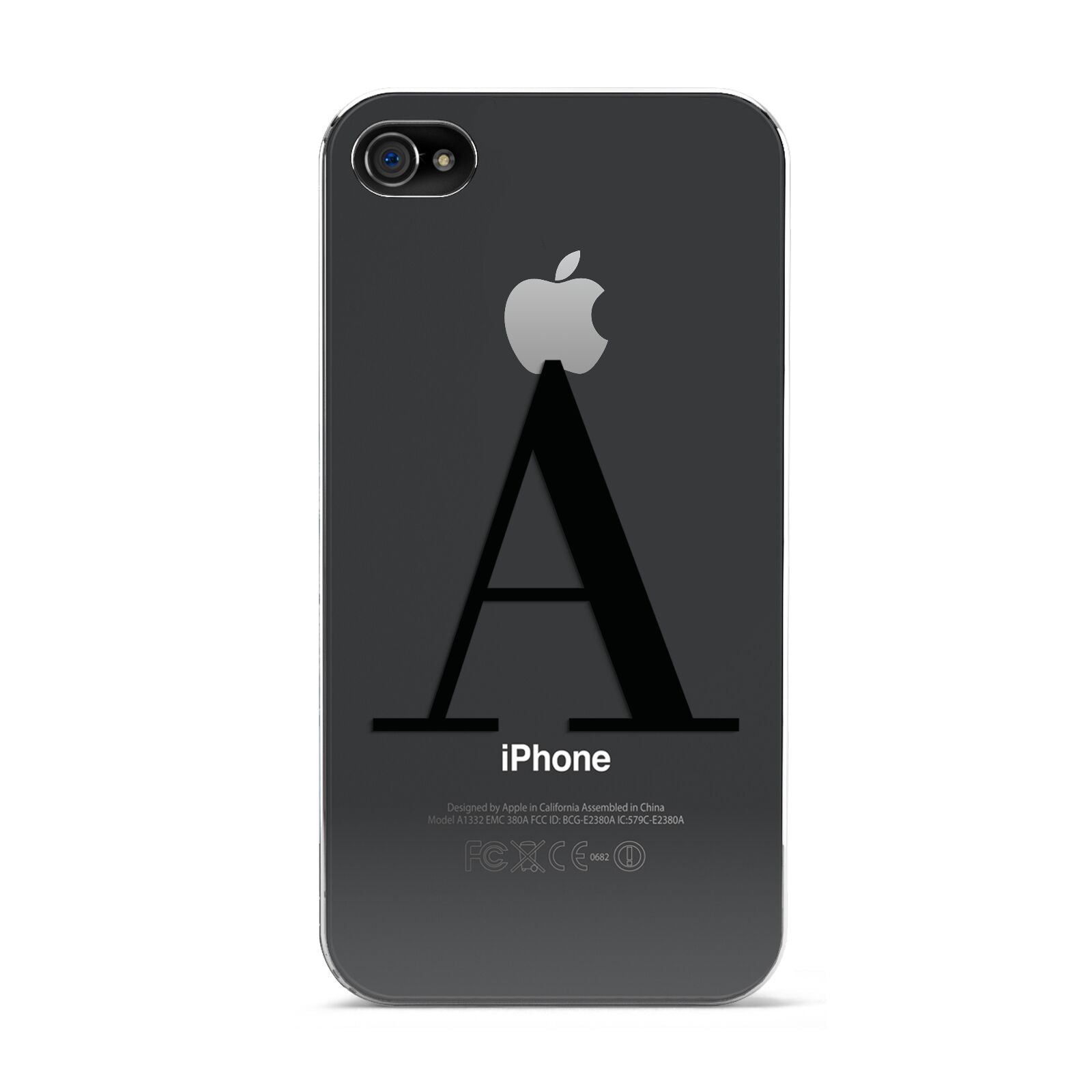 Personalised Black Big Initial Clear Custom Apple iPhone 4s Case