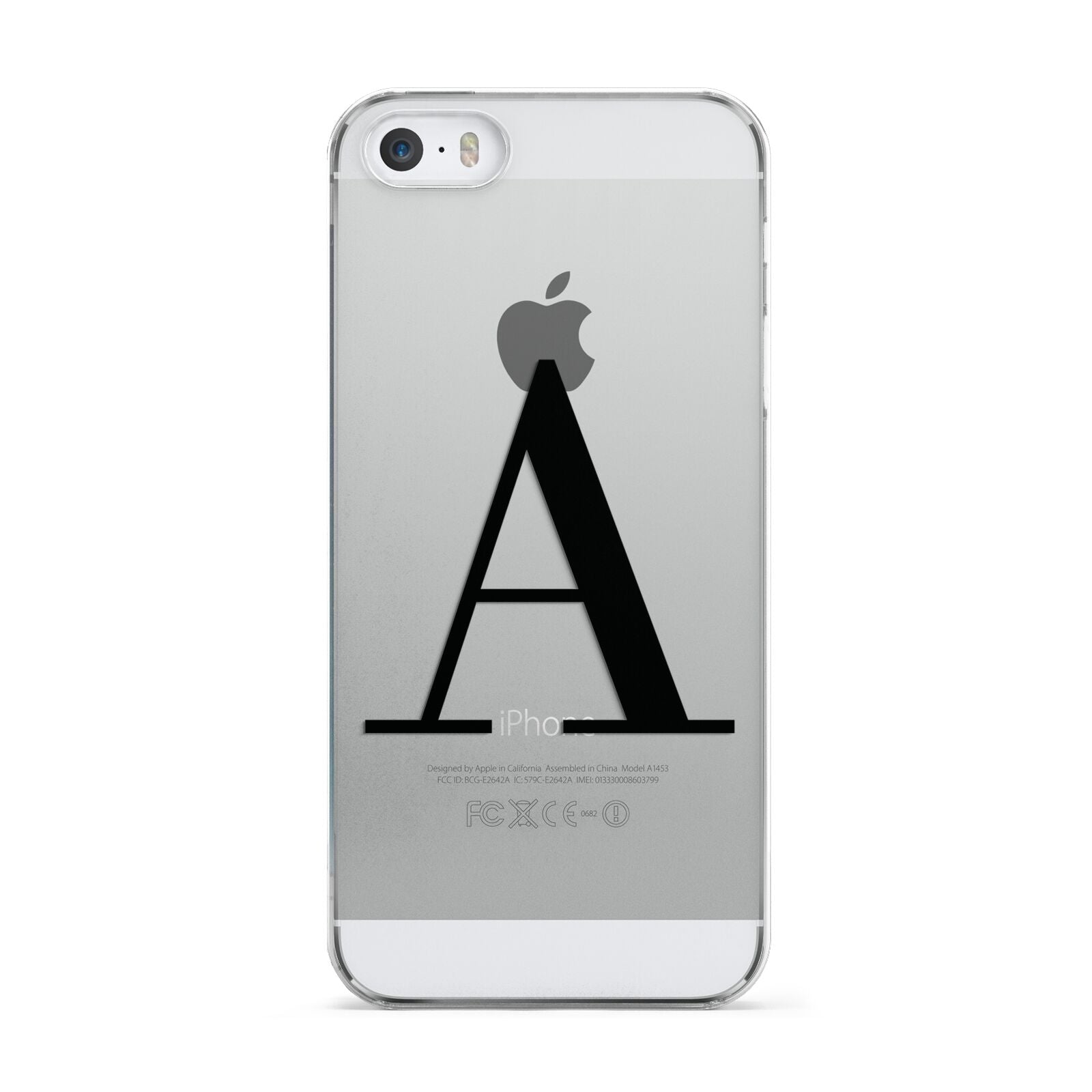 Personalised Black Big Initial Clear Custom Apple iPhone 5 Case