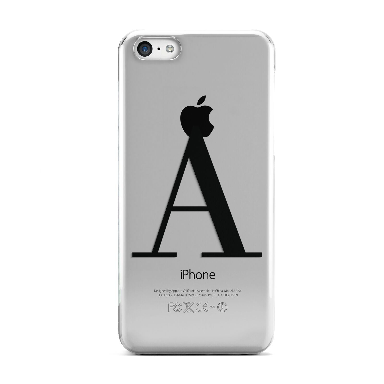 Personalised Black Big Initial Clear Custom Apple iPhone 5c Case