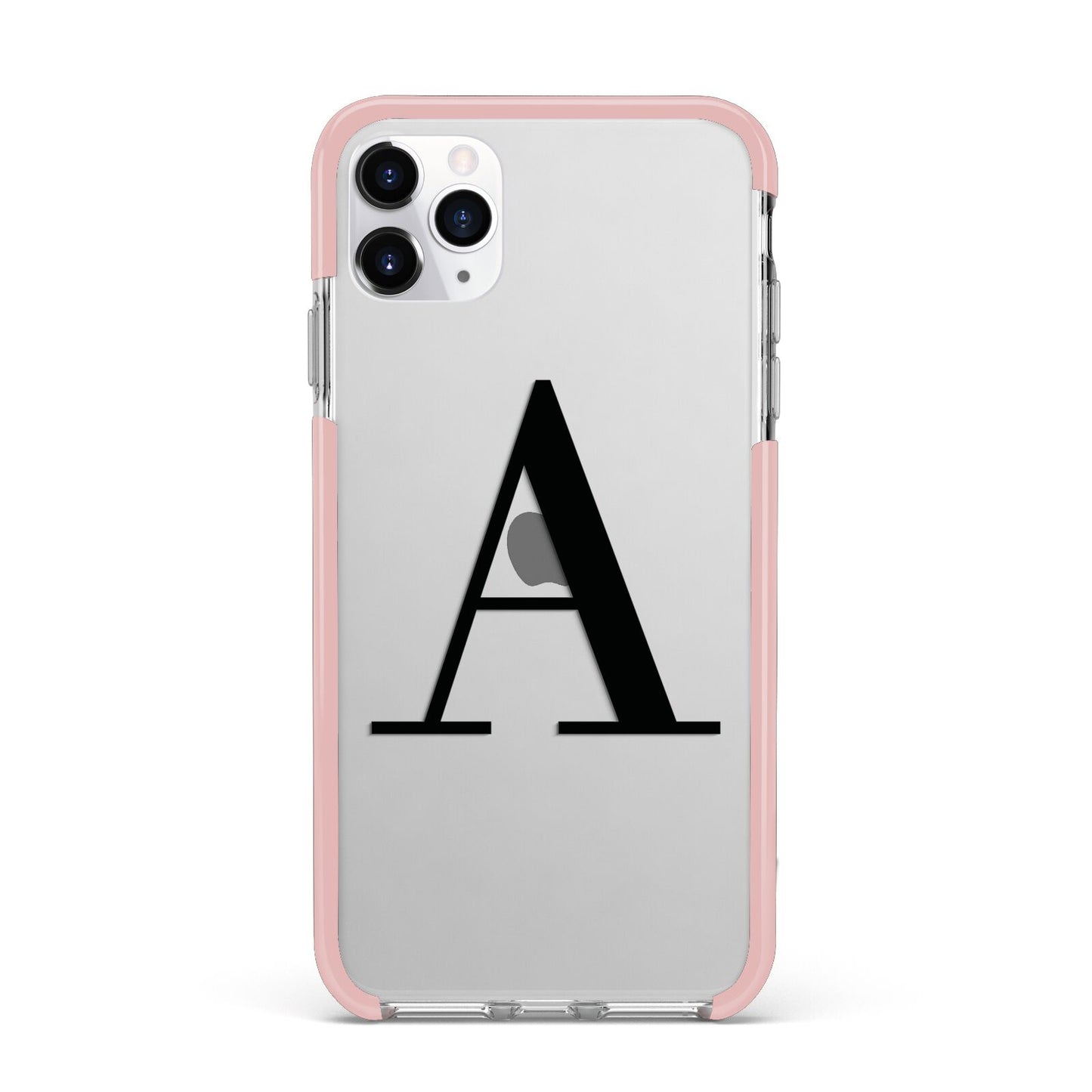 Personalised Black Big Initial Clear Custom iPhone 11 Pro Max Impact Pink Edge Case