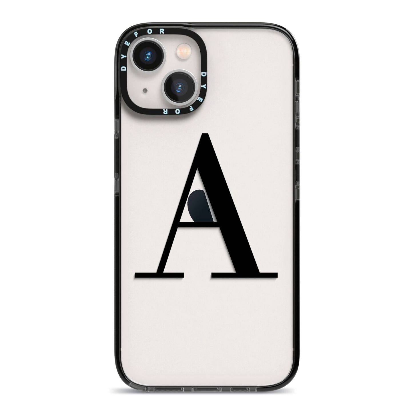 Personalised Black Big Initial Clear Custom iPhone 13 Black Impact Case on Silver phone