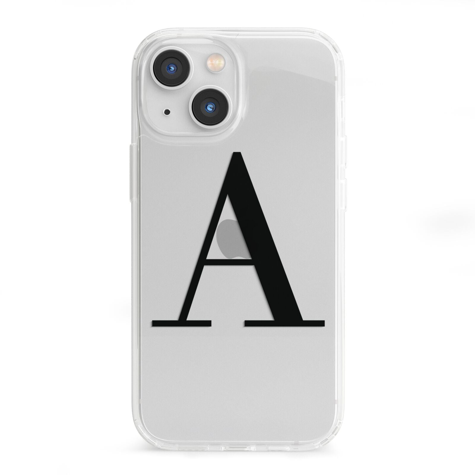 Personalised Black Big Initial Clear Custom iPhone 13 Mini Clear Bumper Case