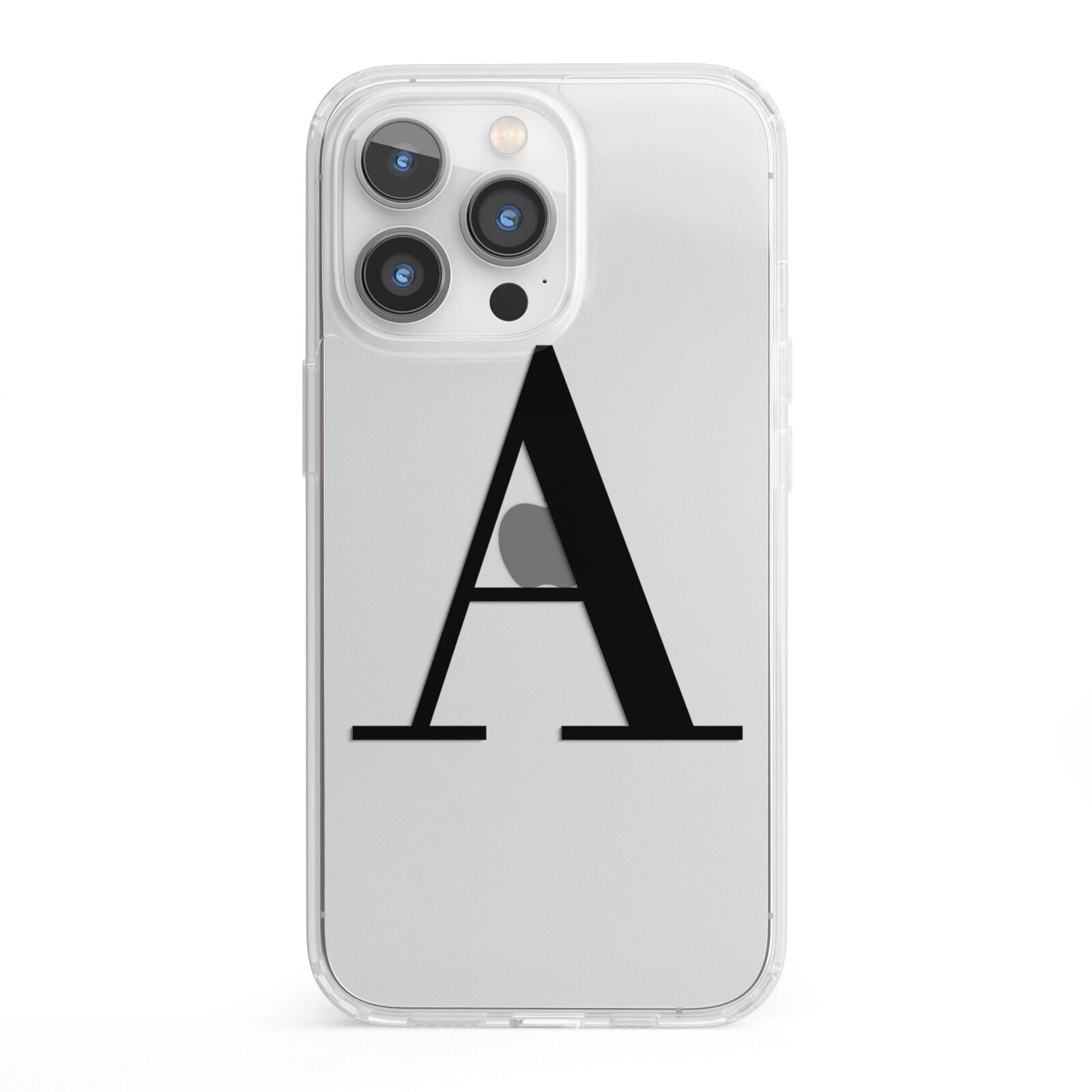 Personalised Black Big Initial Clear Custom iPhone 13 Pro Clear Bumper Case