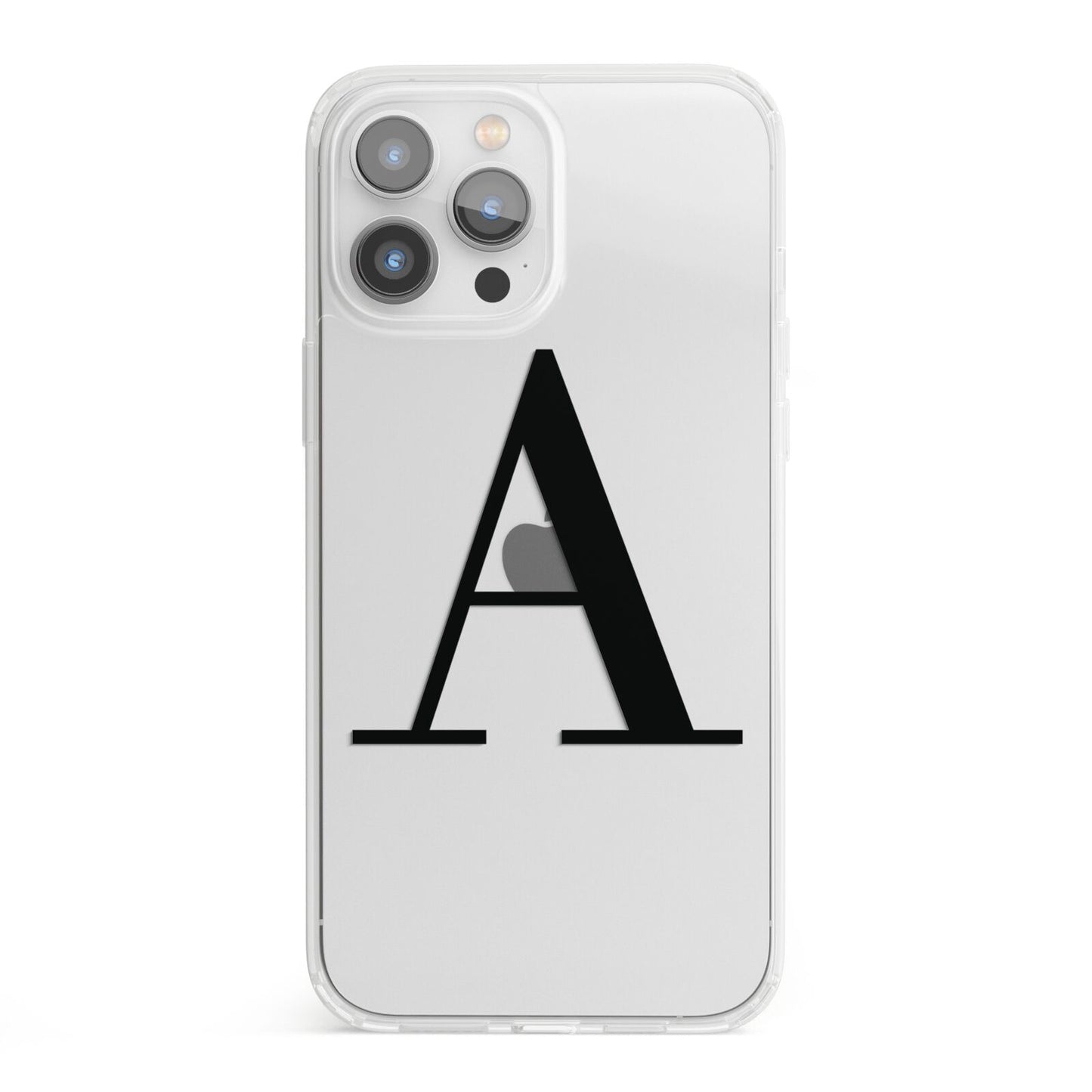 Personalised Black Big Initial Clear Custom iPhone 13 Pro Max Clear Bumper Case