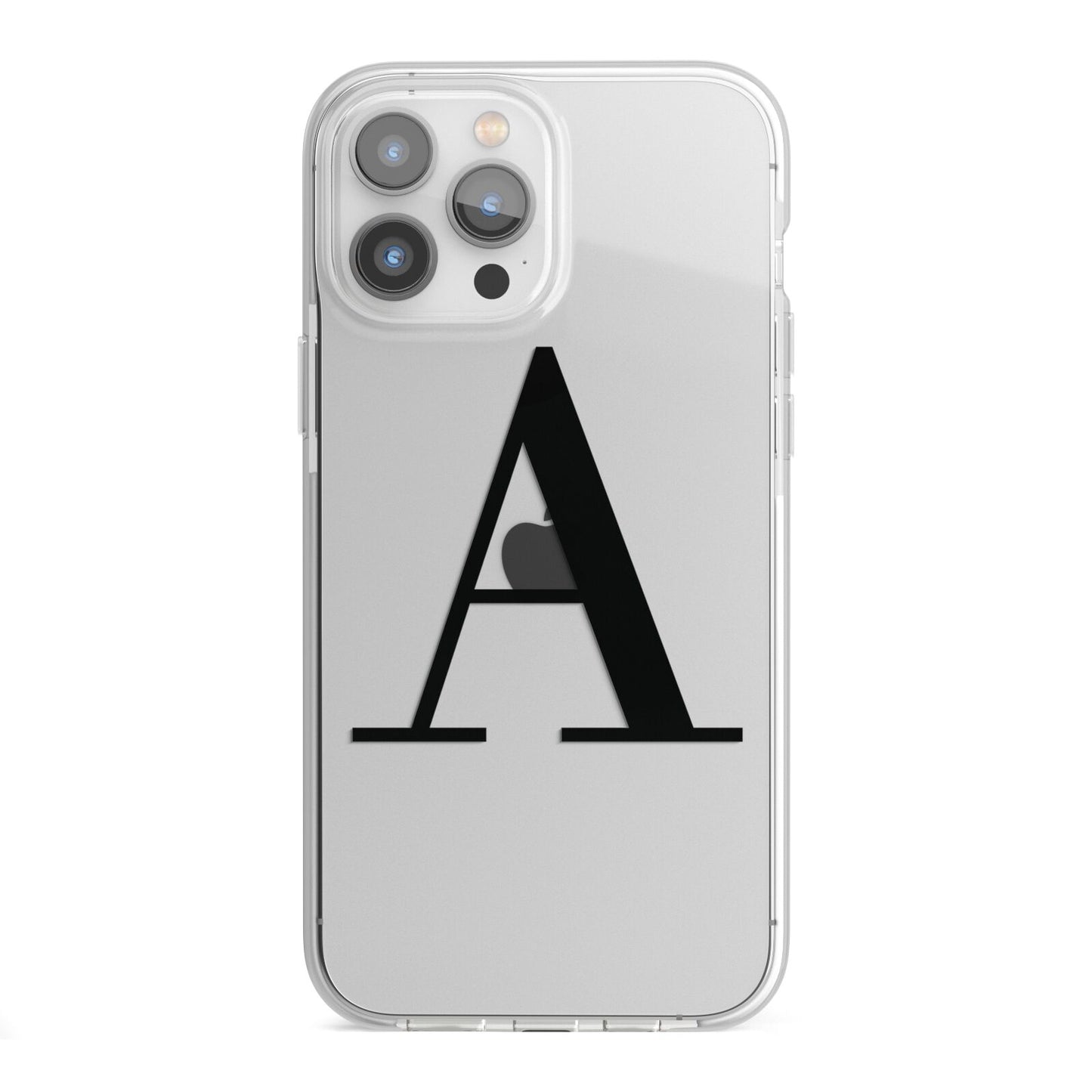 Personalised Black Big Initial Clear Custom iPhone 13 Pro Max TPU Impact Case with White Edges