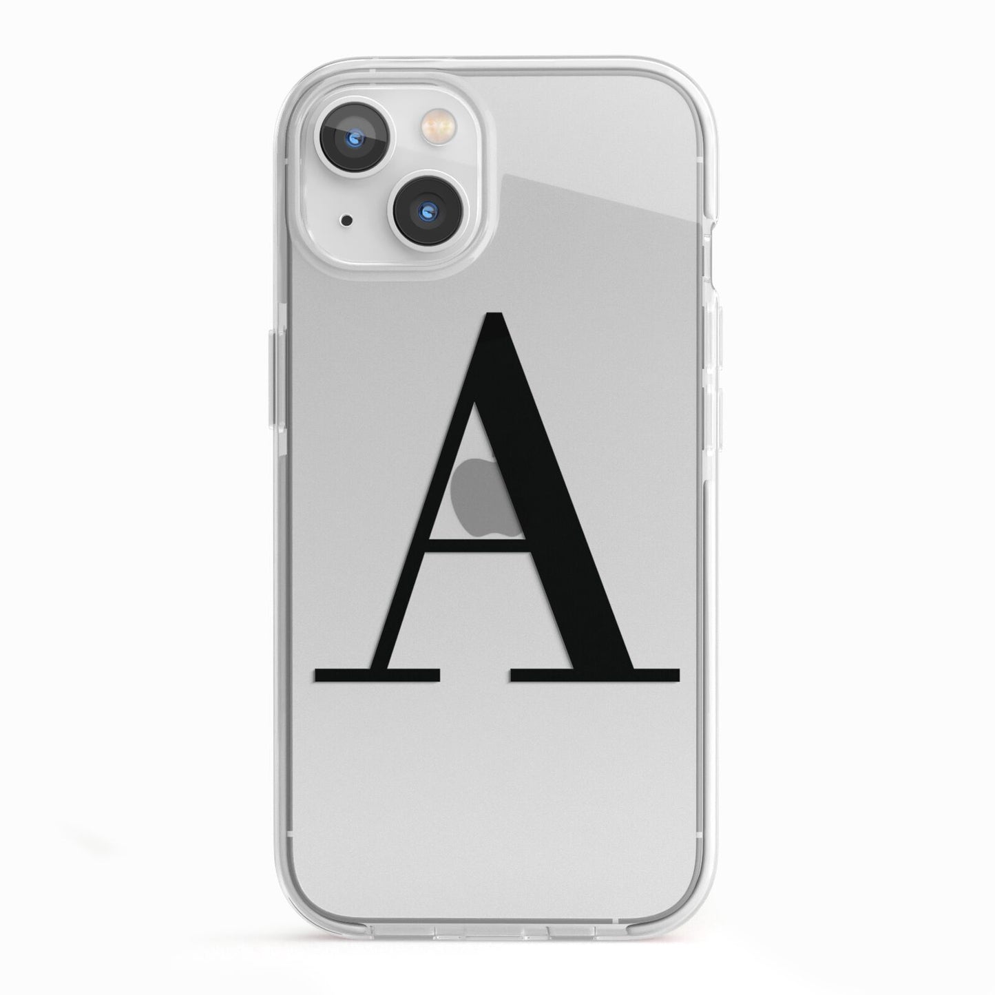 Personalised Black Big Initial Clear Custom iPhone 13 TPU Impact Case with White Edges