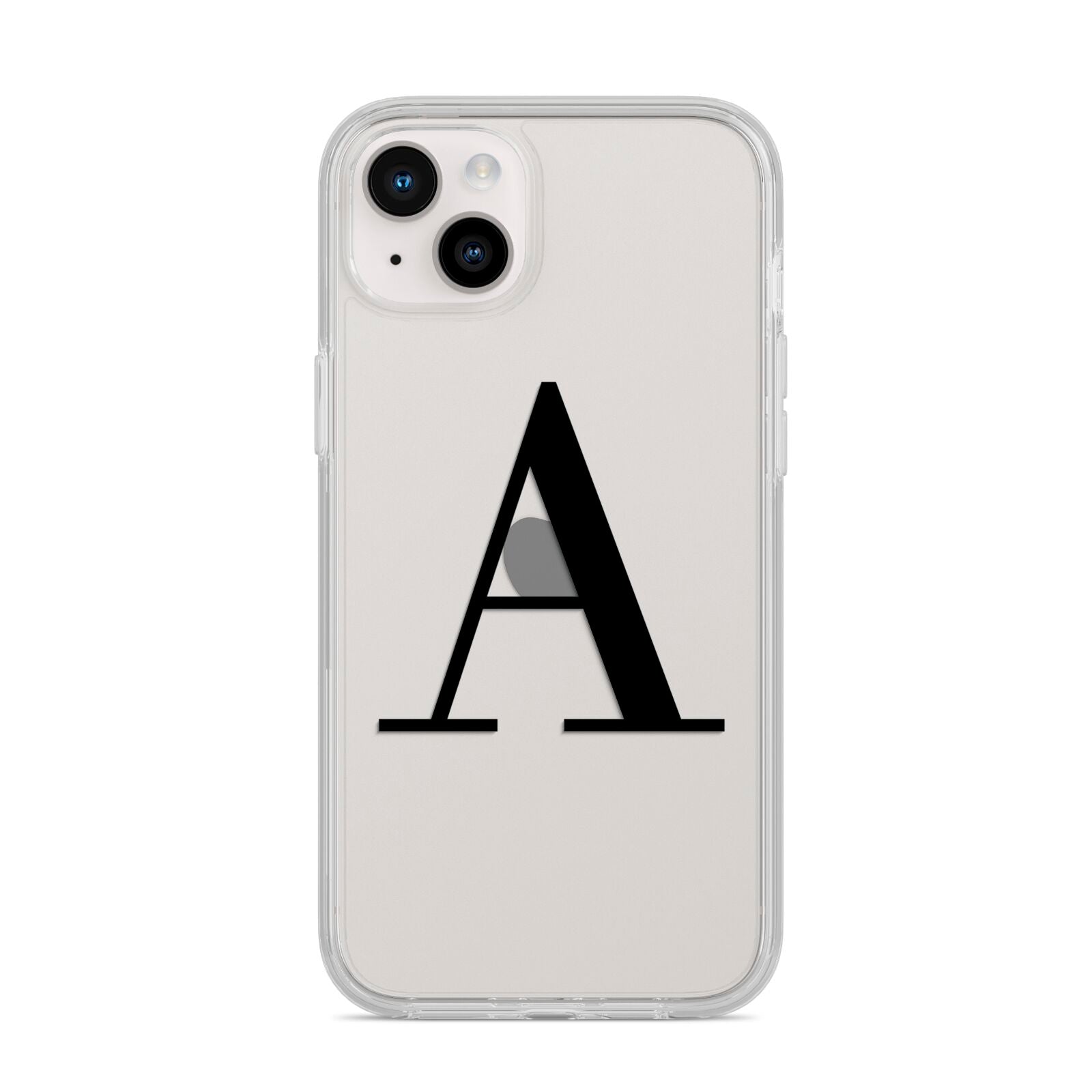 Personalised Black Big Initial Clear Custom iPhone 14 Plus Clear Tough Case Starlight