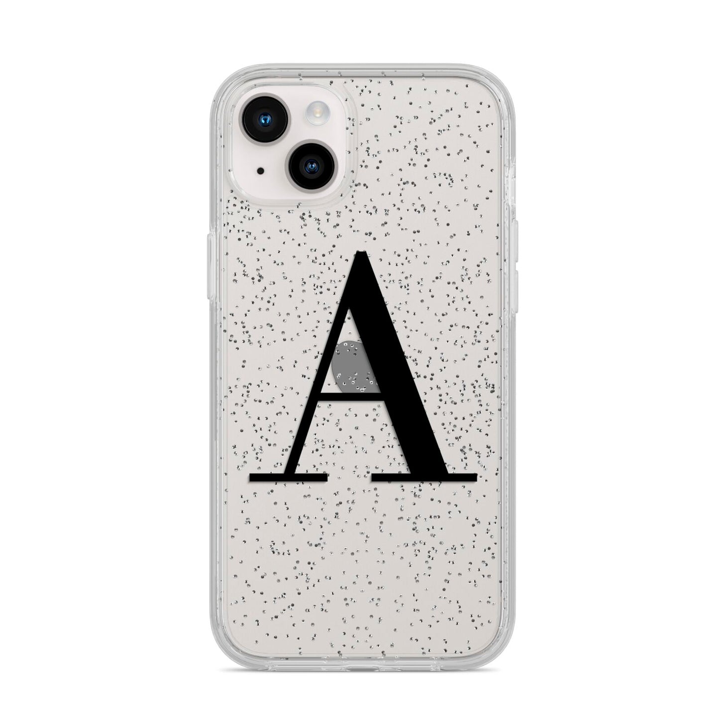 Personalised Black Big Initial Clear Custom iPhone 14 Plus Glitter Tough Case Starlight