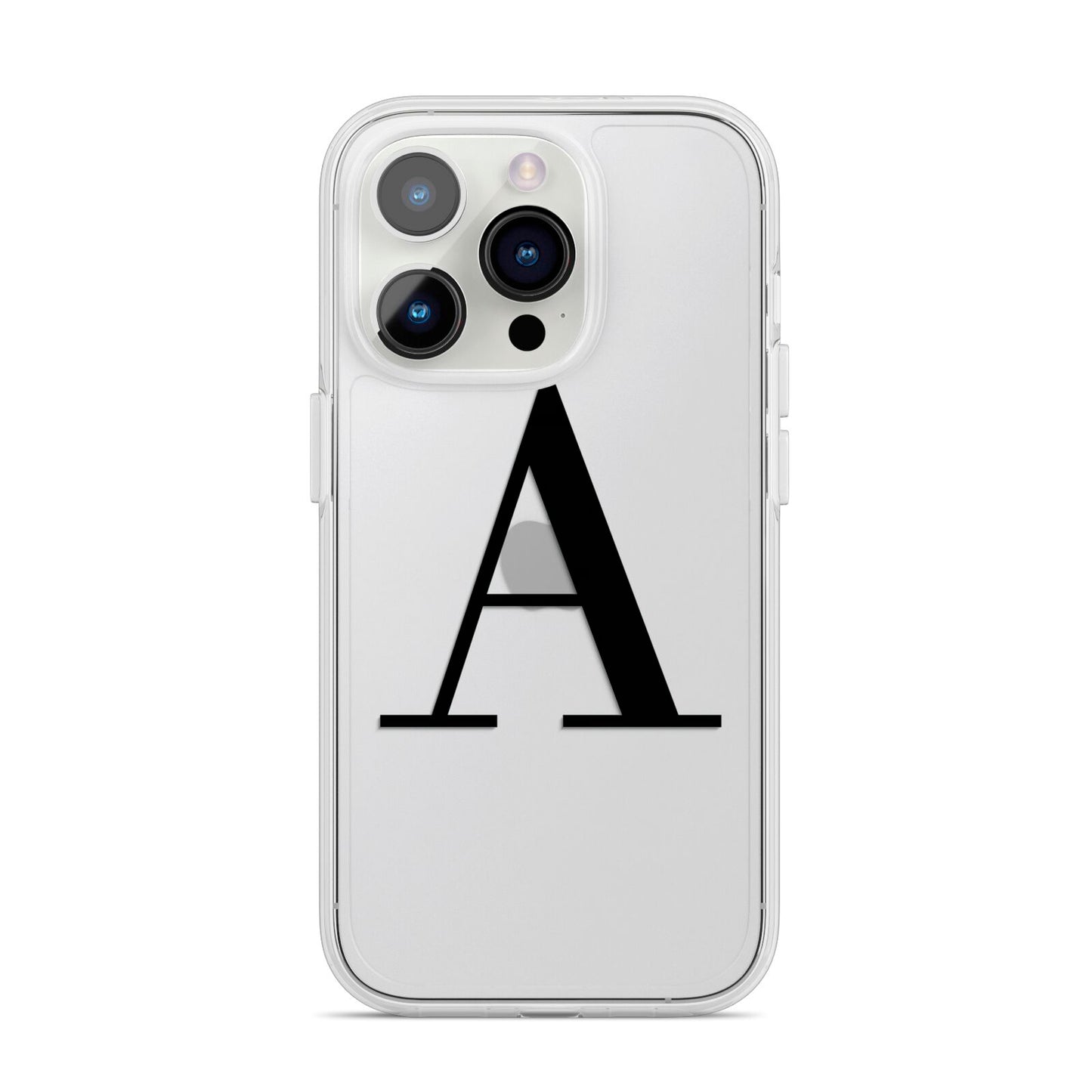 Personalised Black Big Initial Clear Custom iPhone 14 Pro Clear Tough Case Silver