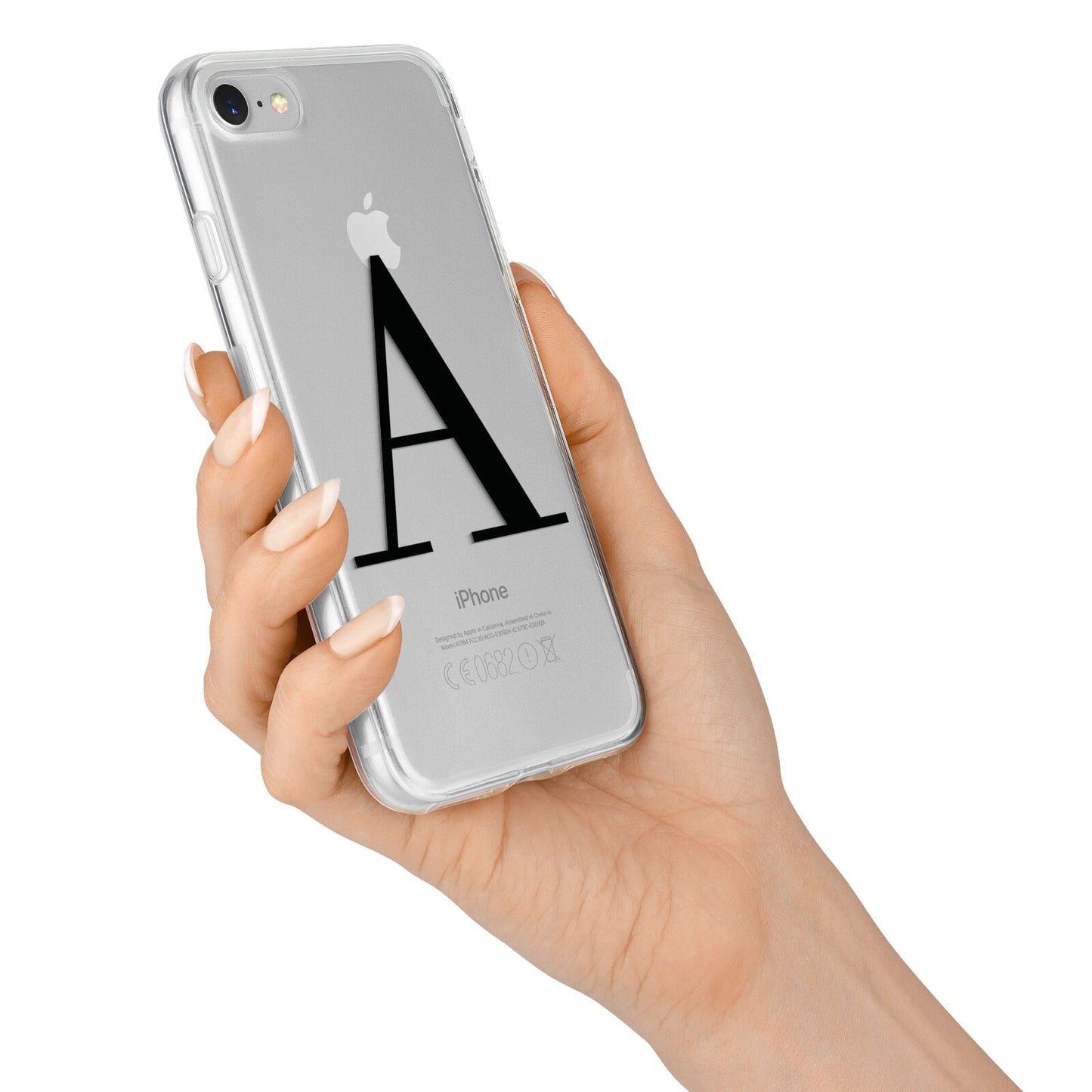 Personalised Black Big Initial Clear Custom iPhone 7 Bumper Case on Silver iPhone Alternative Image