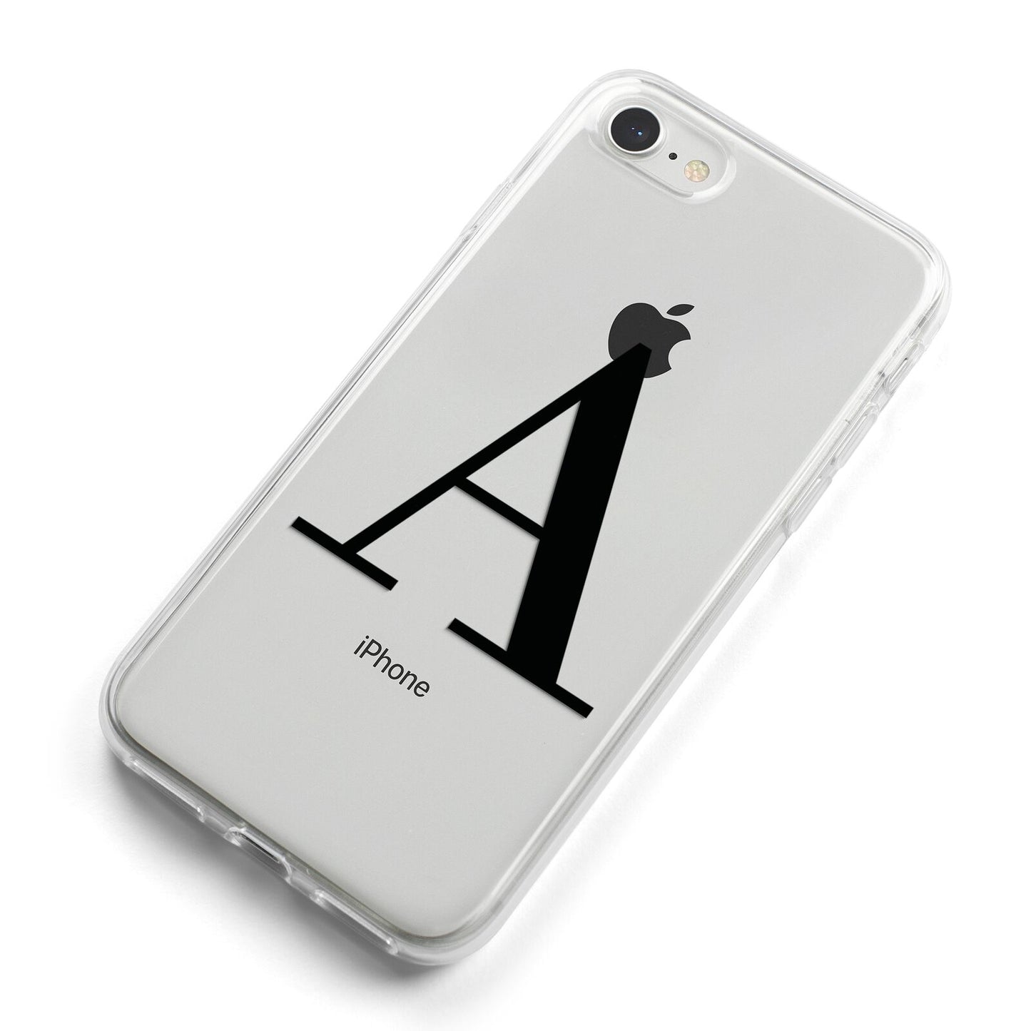 Personalised Black Big Initial Clear Custom iPhone 8 Bumper Case on Silver iPhone Alternative Image