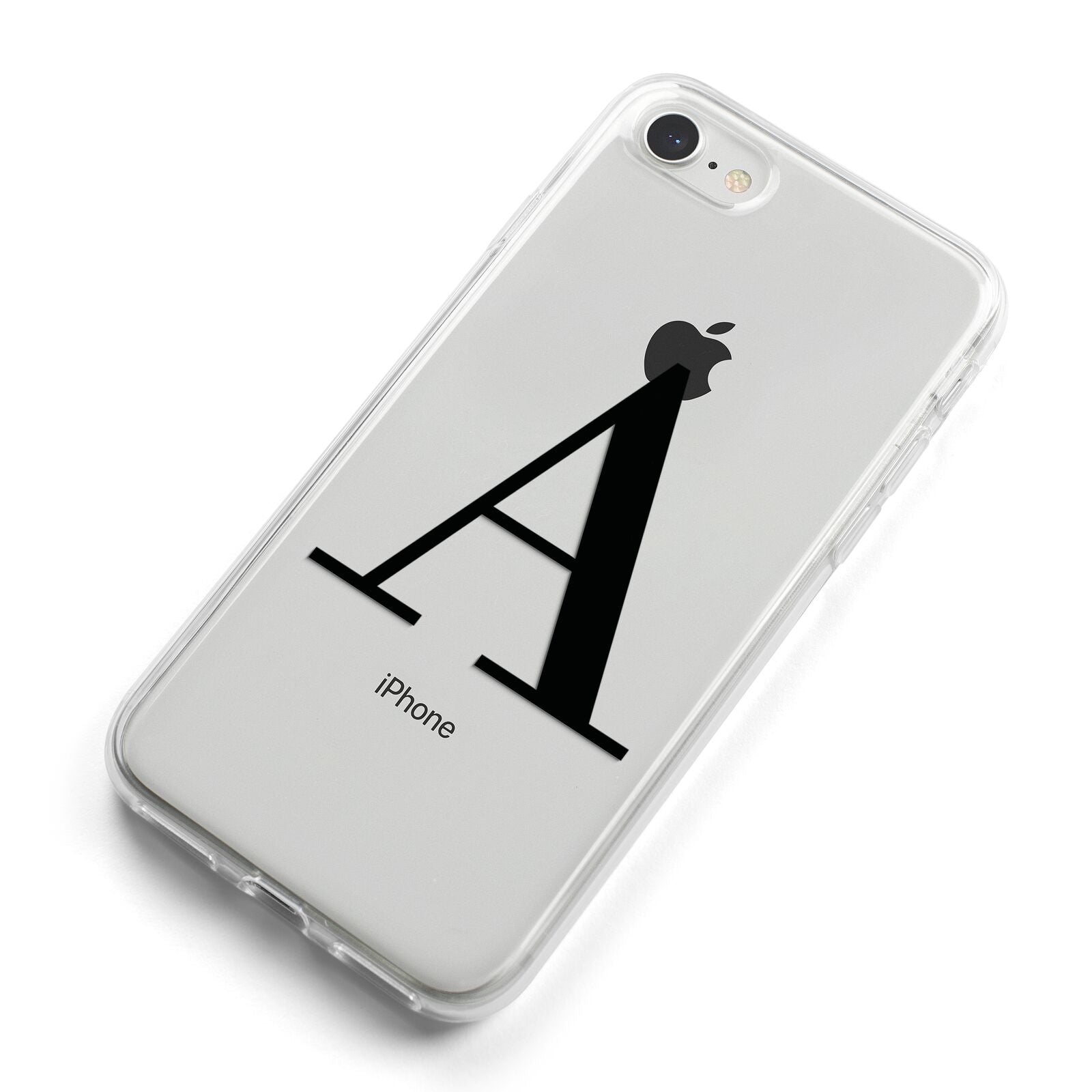 Personalised Black Big Initial Clear Custom iPhone 8 Bumper Case on Silver iPhone Alternative Image