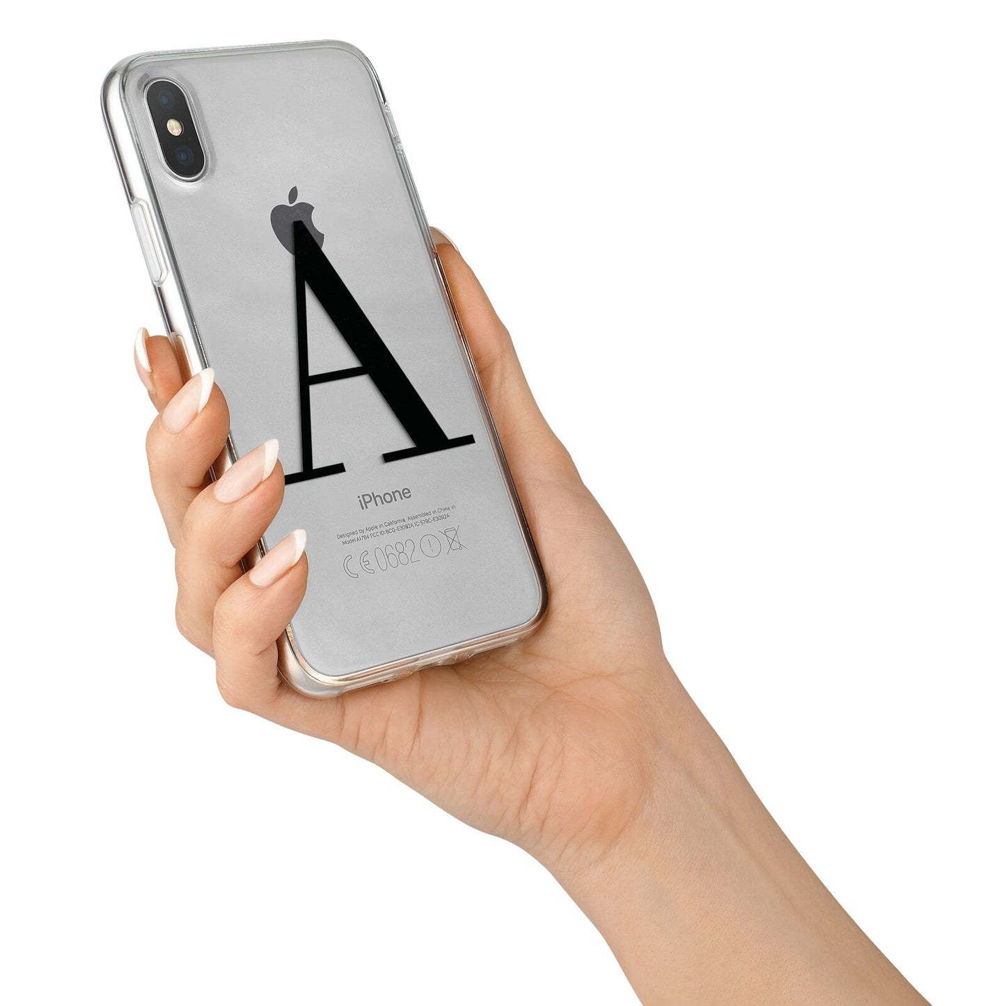 Personalised Black Big Initial Clear Custom iPhone X Bumper Case on Silver iPhone Alternative Image 2