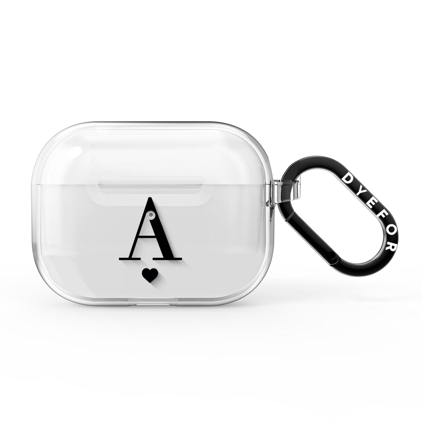 Personalised Black Big Initial Heart Clear AirPods Pro Clear Case