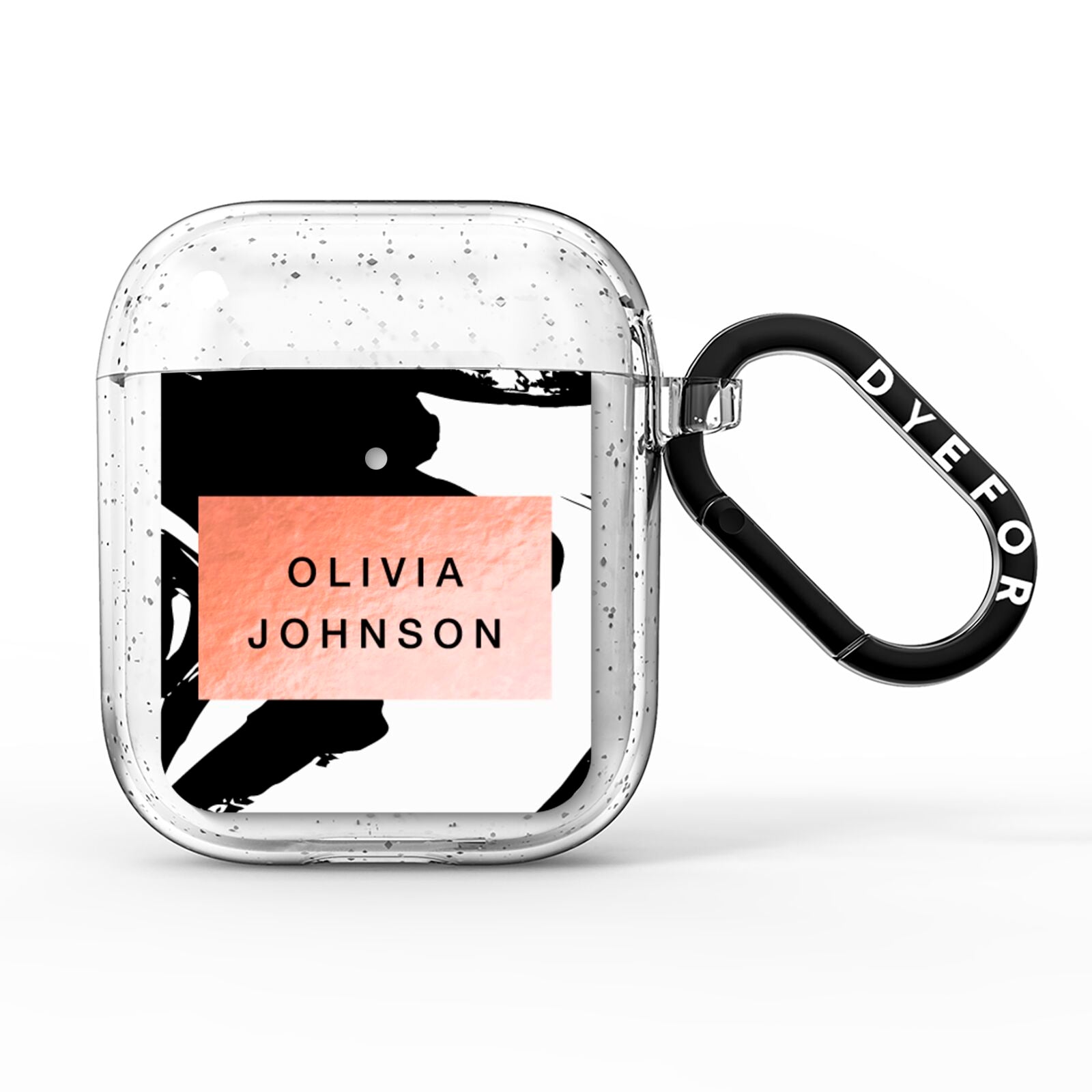 Personalised Black Brushes With Name AirPods Glitter Case